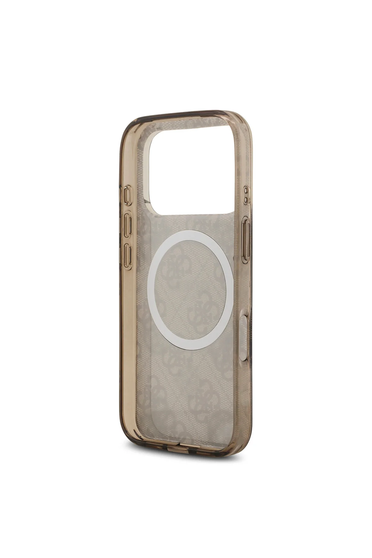 کاور و قاب IPHONE 17 PRO MAX CASE دارای مجوز M SAFE IML گل صد تومانی قهوه ای طرح دار 4G با لوگوی کلاسیک Guess