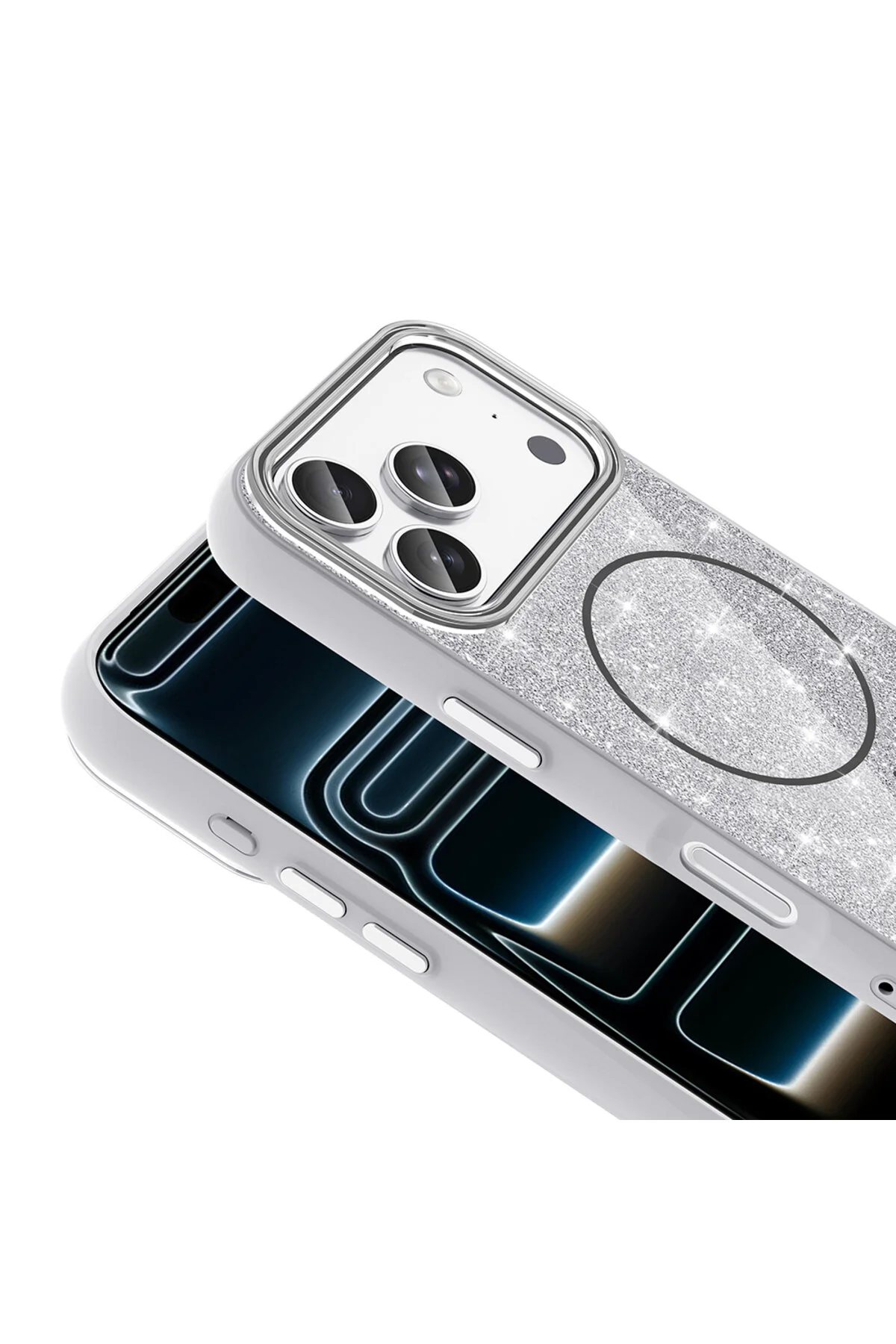 کاور و قاب محافظ لوکس نقره ای درخشان با ویژگی شارژ MAGSAFE سازگار APPLE IPHONE 17 PRO Nezih Case