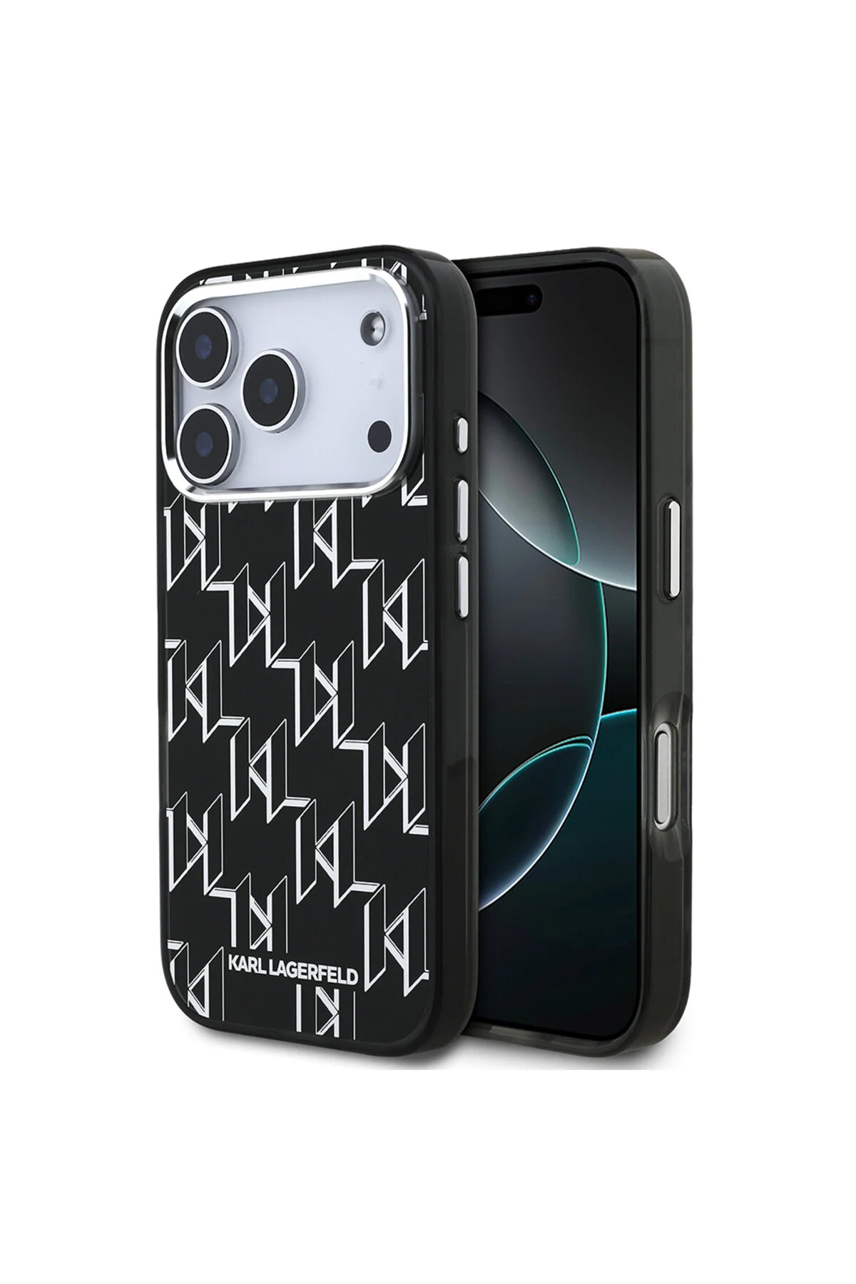 کاور و قاب محافظ IPHONE 17 PRO MAX دارای مجوز M SAFE IML طرح دار مونوگرام مشکی Karl Lagerfeld