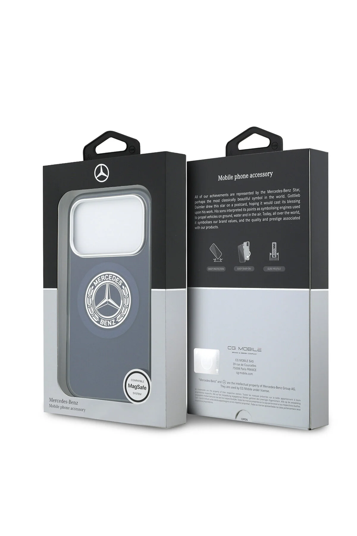 کاور و قاب سازگار با IPHONE 17 PRO دارای مجوز M SAFE PC دولایه پوشش ستاره نوستالژیک آبی دریایی Mercedes Benz