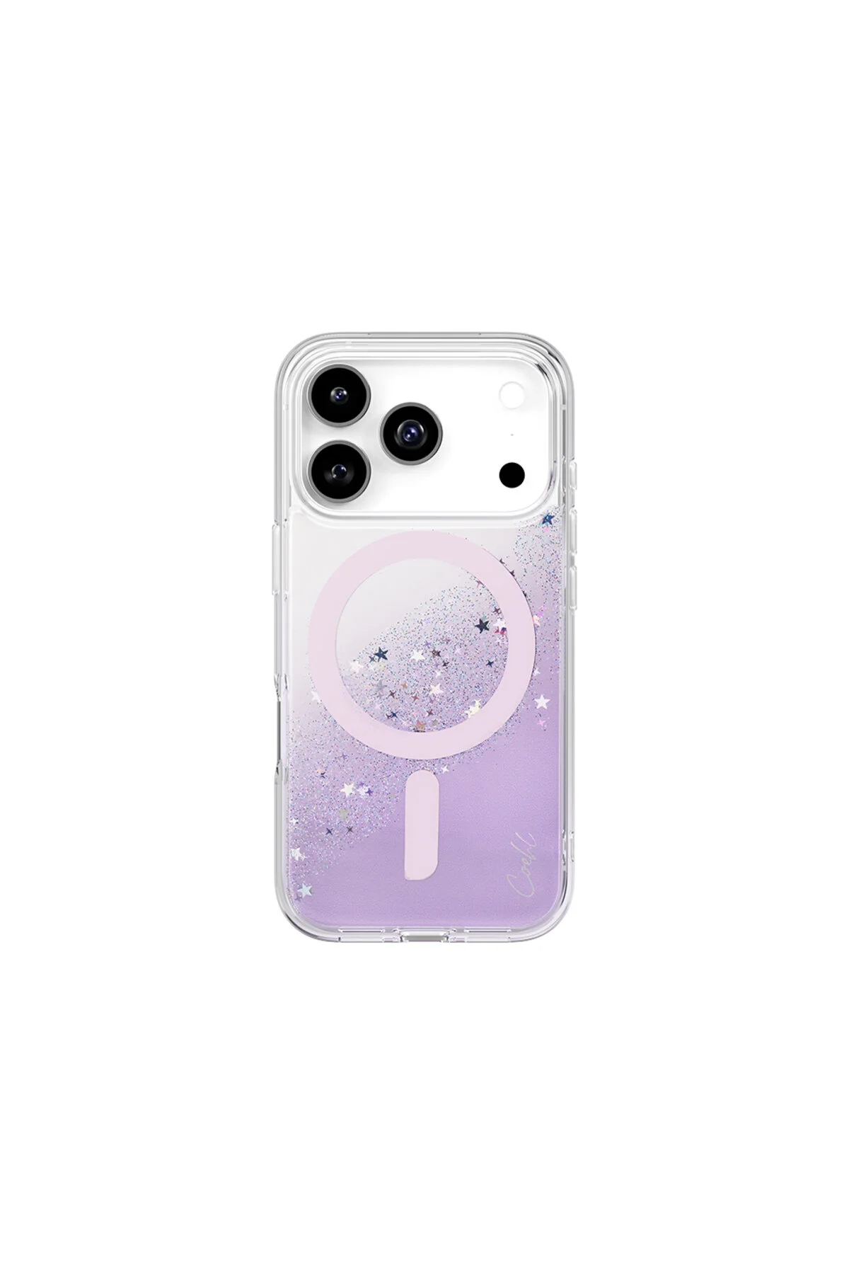 کاور و قاب سازگار با آیفون 17 پرو شارژر ایمن M STAR GLITTER BACK SURFACE LYRA COVER بنفش Coehl
