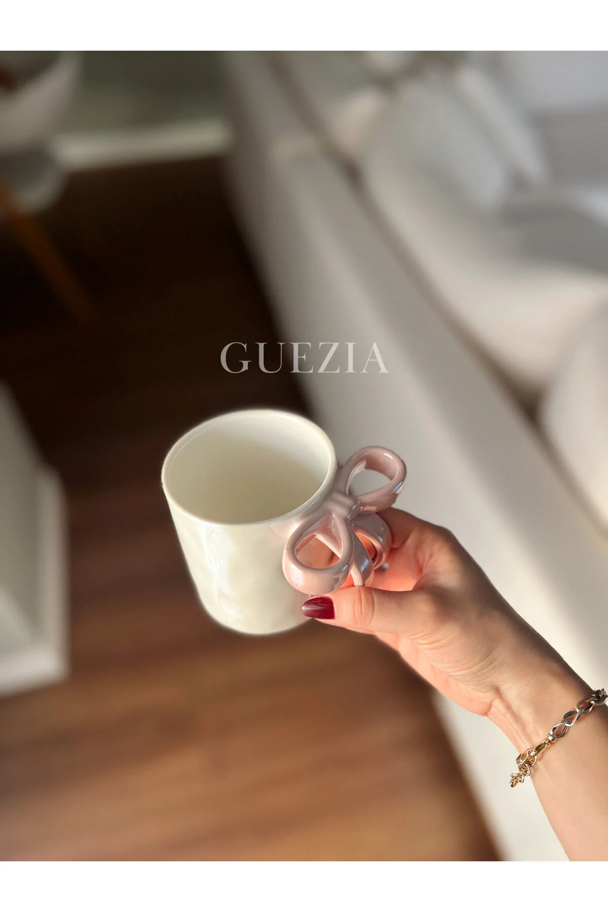 ماگ لیوان روبانی پینکی شاین | چینی ریبون 350 میلی لیتر GUEZIA