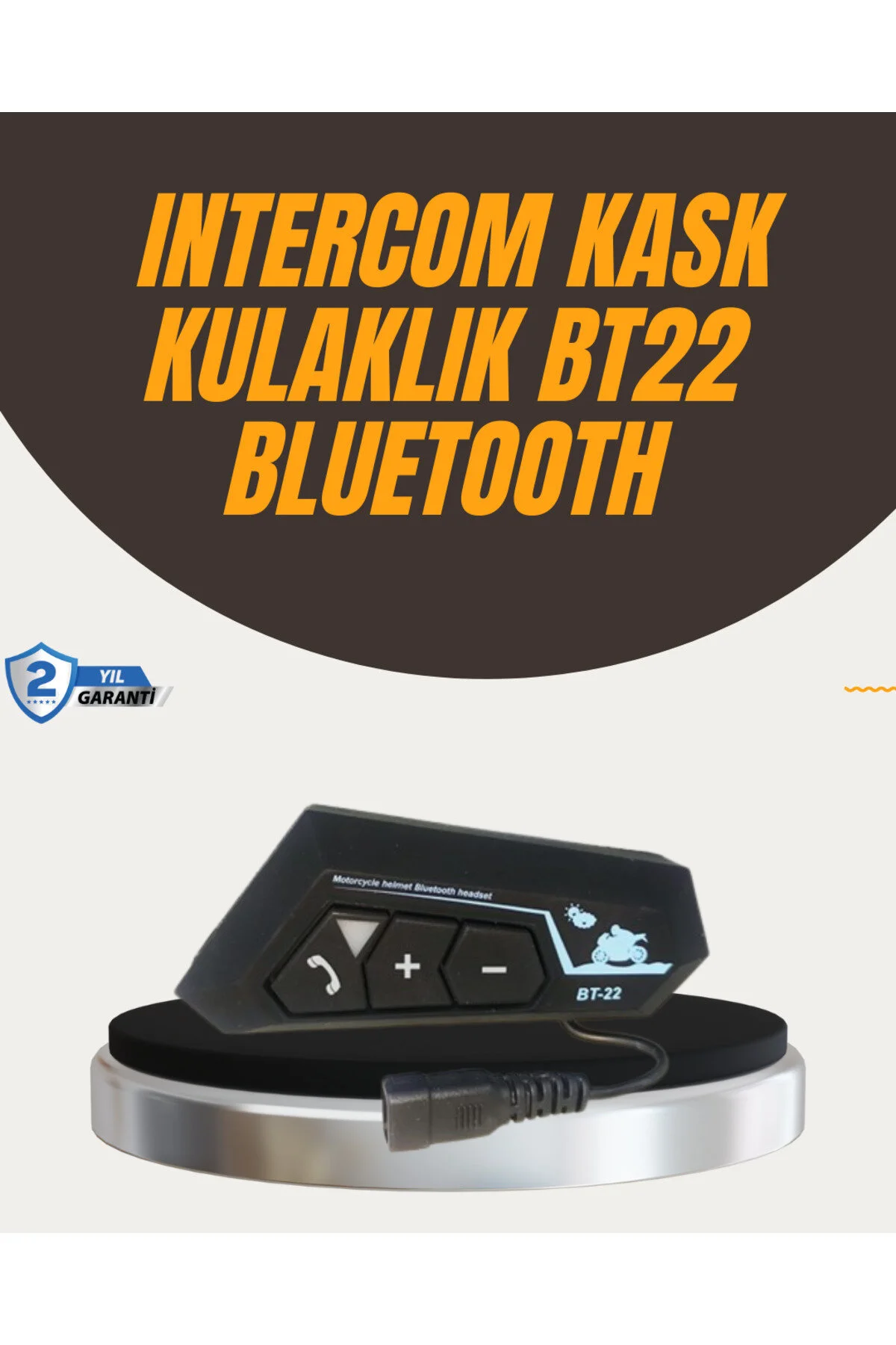 اینترکام هدست کلاه ایمنی بلوتوث ضد آب MARKET® BT22 سازگار با GPS و موسیقی TeknoKesgin