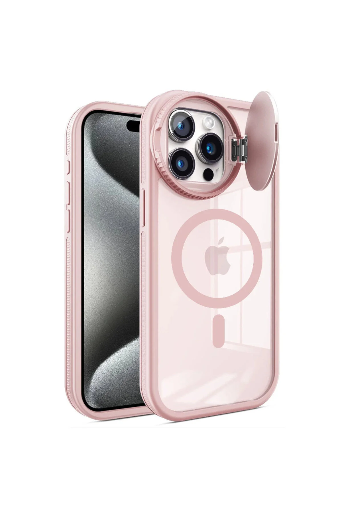 کاور و قاب سیلیکونی لنز MAGSAFE تلسکوپ IPHONE 15 PRO MAX CASE صورتی NARUE