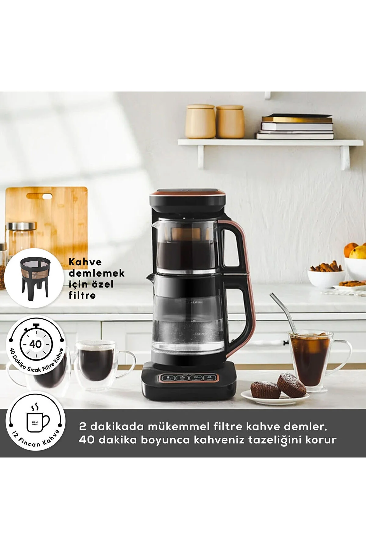 چای ساز KARACA ROBOTEA PRO CONNECT 4 IN 1 TAKING GLASS TEA MACHINE ROSEGOLD krc