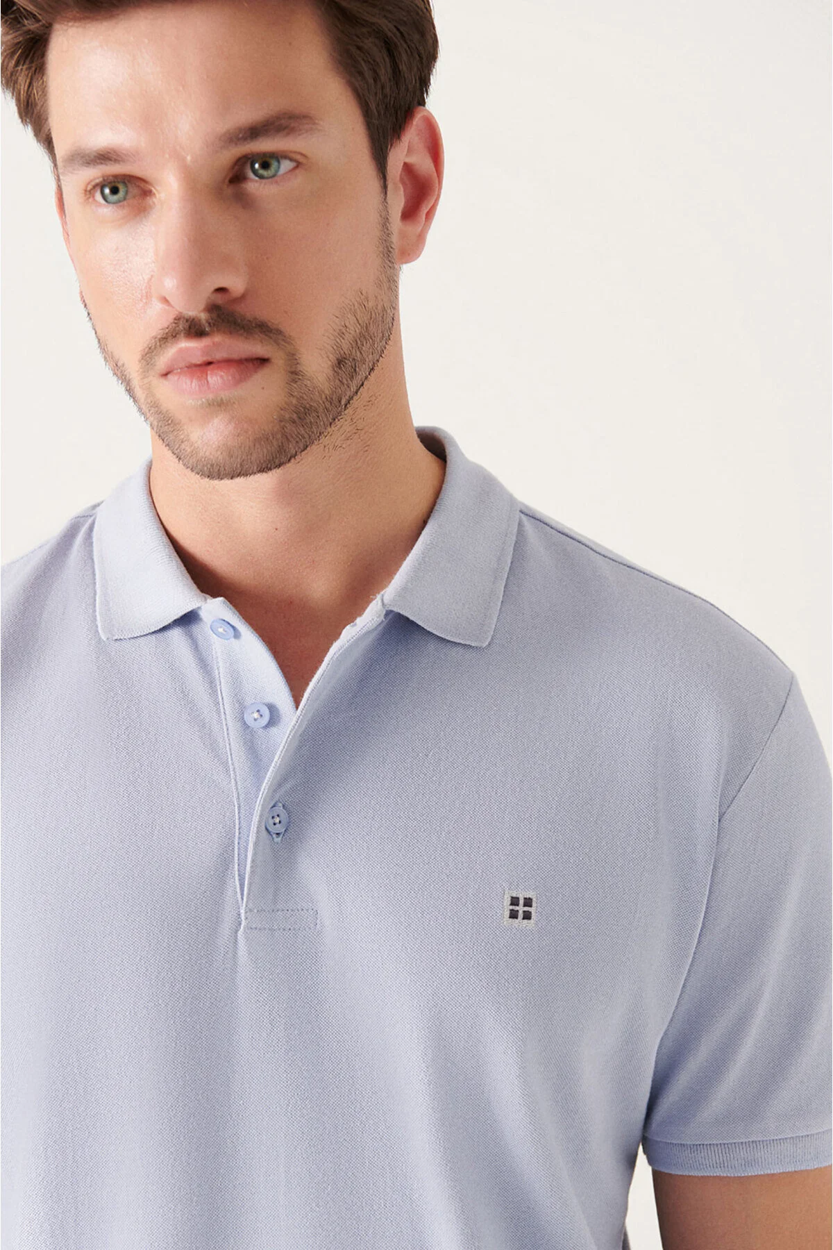 تی شرت یقه پولو آبی مردانه پنبه روشن 100 ٪ ای Yaka آوا Avva