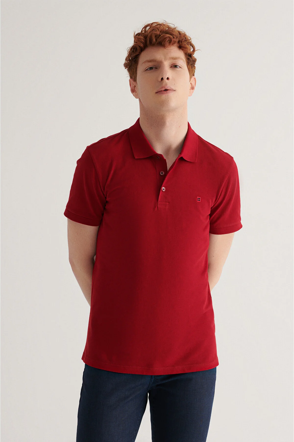 تی شرت یقه پولو قرمز مردانه Bordeaux 100 ٪ پنبه خنک Polo Yaka آوا Avva