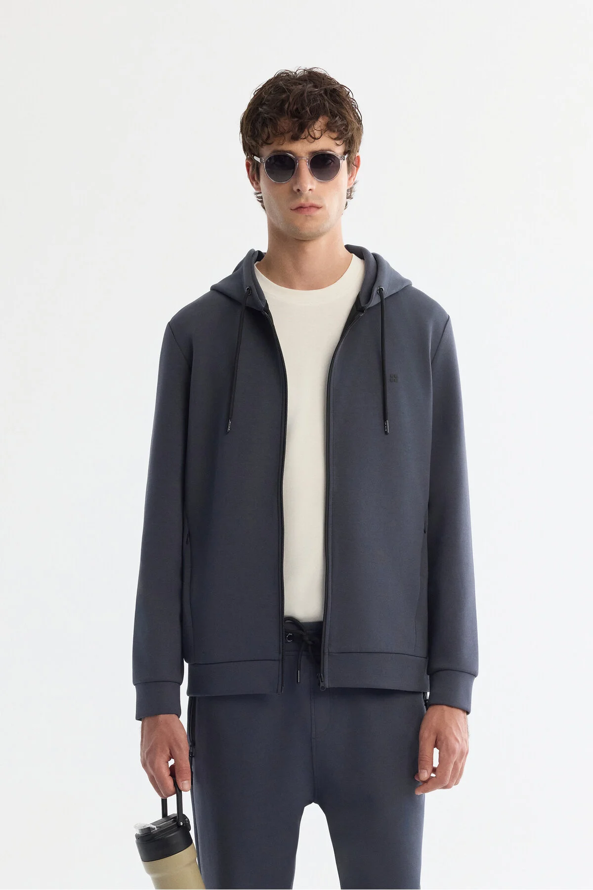 کت خاکستری مردانه یقه دار آنتراسیت آقایان پنبه ای Interlok پارچه Zipper Sweatshirt آوا Avva