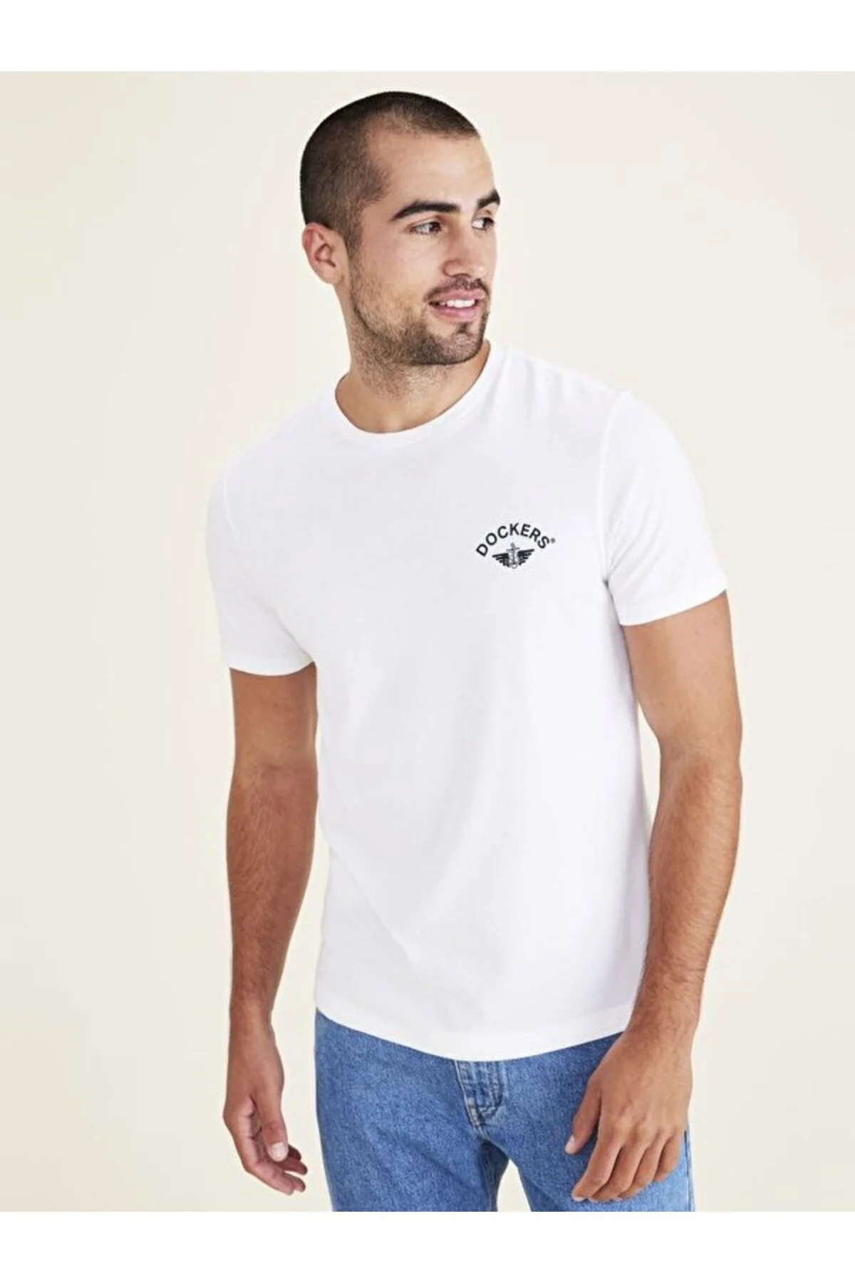 تی شرت سفید مردانه آرم T Shirt داکرز Dockers