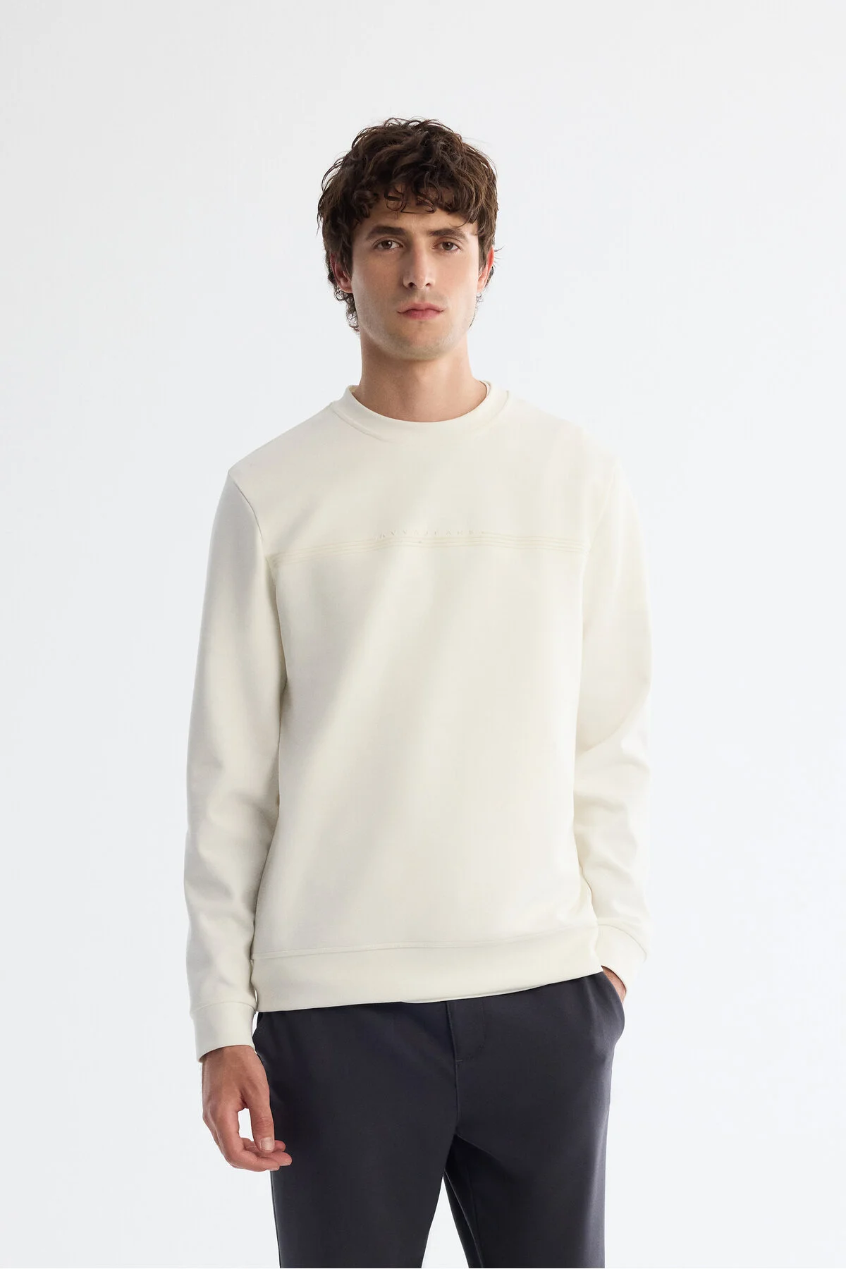سویشرت مردانه پنبه دوچرخه طرح دار Elastan Sweatshirt A42Y1267 آوا Avva