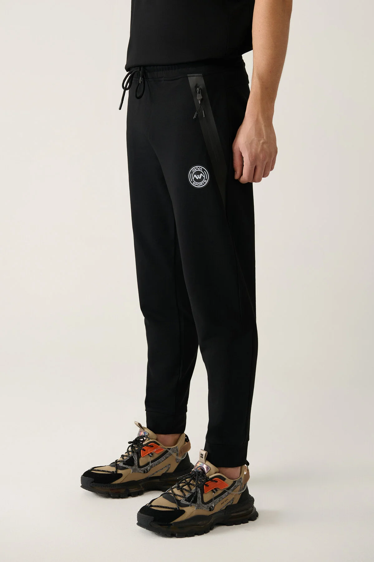 شلوار گرمکن مشکی مردانه پارچه جرسی 2 Ip Tracksuit شش آوا Avva