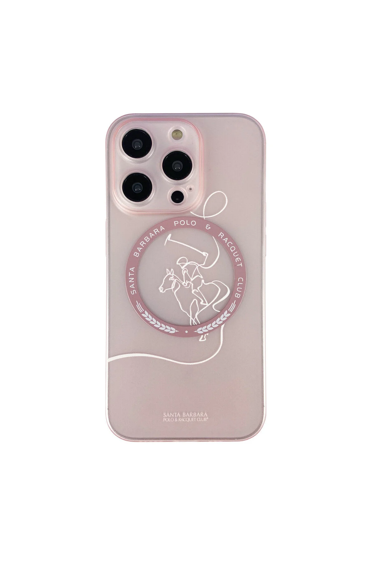 کاور و قاب سازگار با آیفون 14 پرو مکس ضد اثر انگشت مات MAGSAFE ALBERT صورتی Santa Barbara Polo Racquet Club