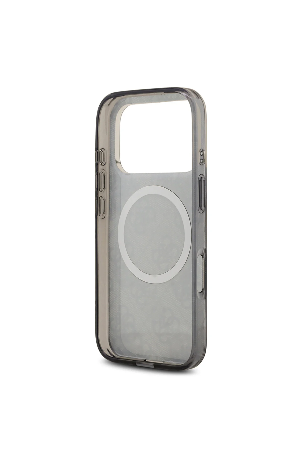 کاور و قاب سازگار IPHONE 17 PRO MAX دارای مجوز M SAFE IML PEONY مشکی طرح دار 4G با لوگوی کلاسیک Guess