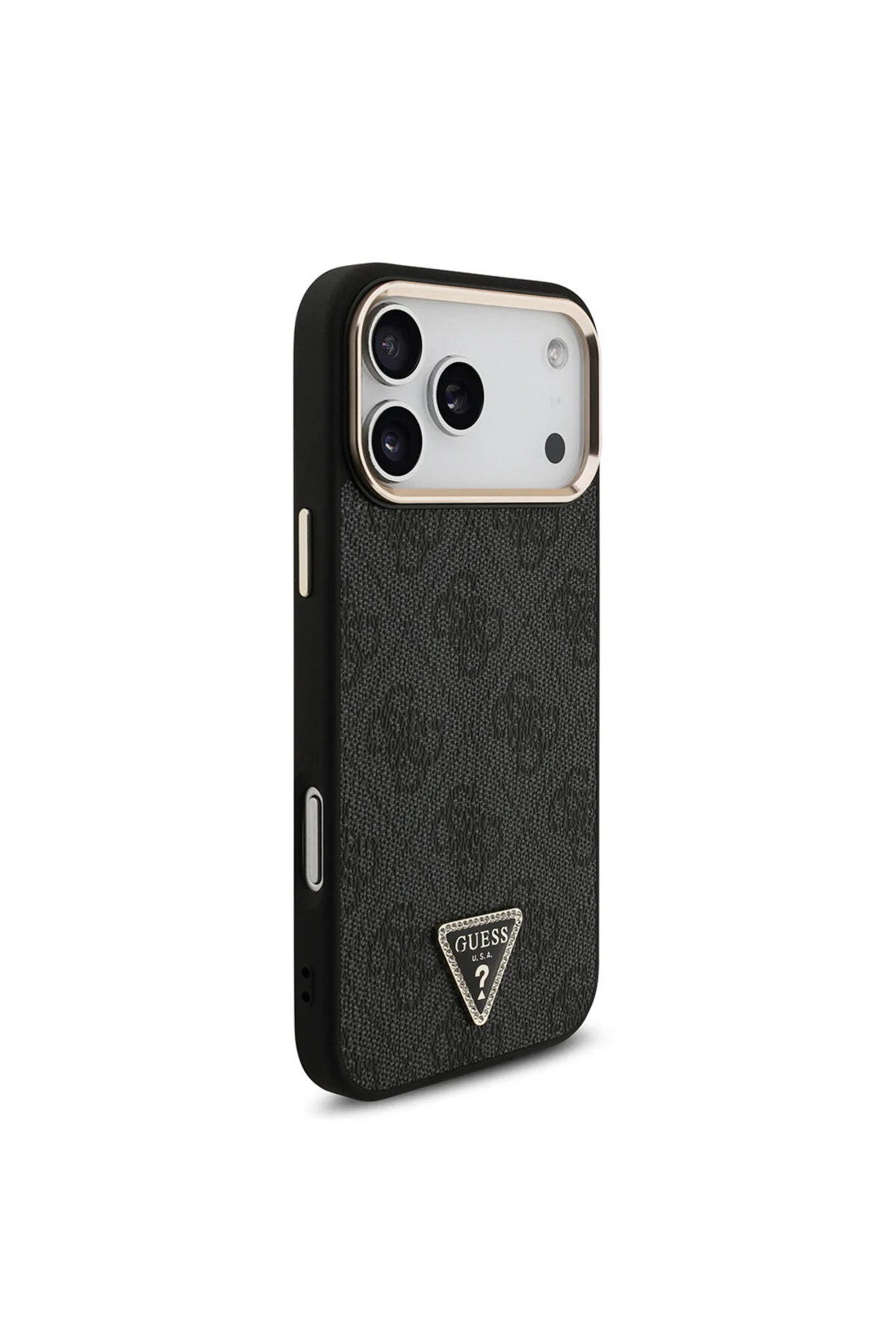 کاور و قاب سازگار IPHONE 17 PRO MAX دارای مجوز M SAFE STONY TRIANGLE LOGO طرح دار مشکی 4G Guess
