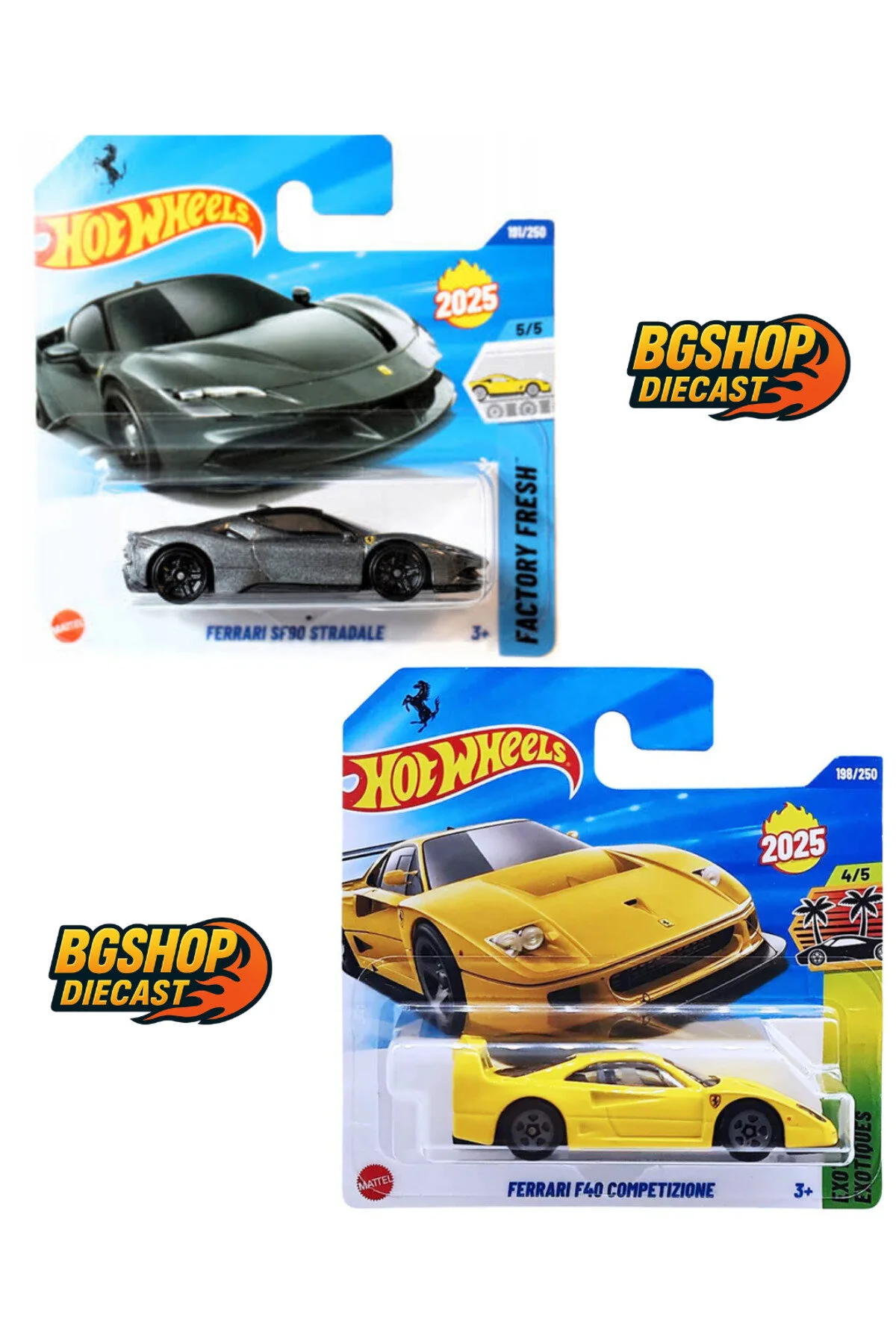 ماشین اسباب بازی فراری F40 COMPETIZIONE زرد SF90 STRADALE از ترکیه HOT WHEELS