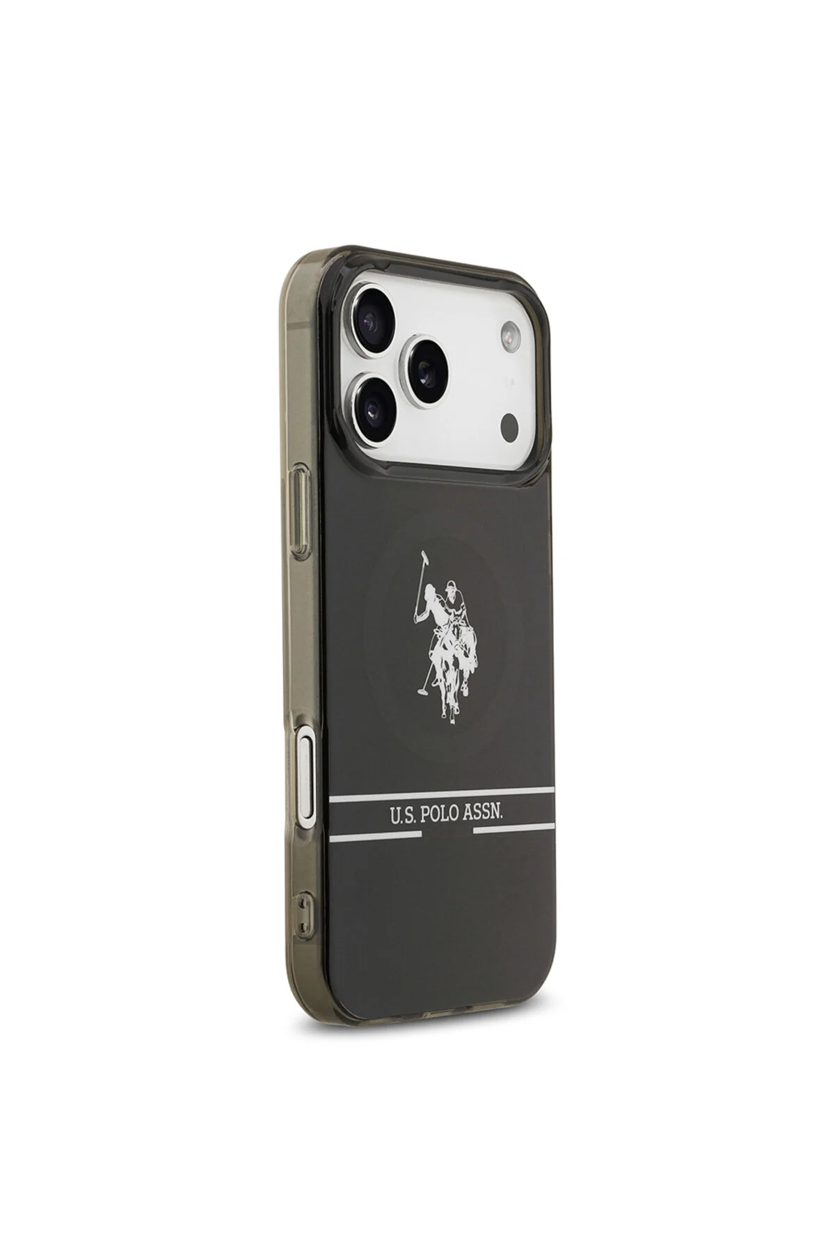 کاور و قاب محافظ آیفون 17 پرو مکس دارای مجوز M SAFE IML DOUBLE HORSE STRIPE COVER مشکی U.S. Polo Assn.