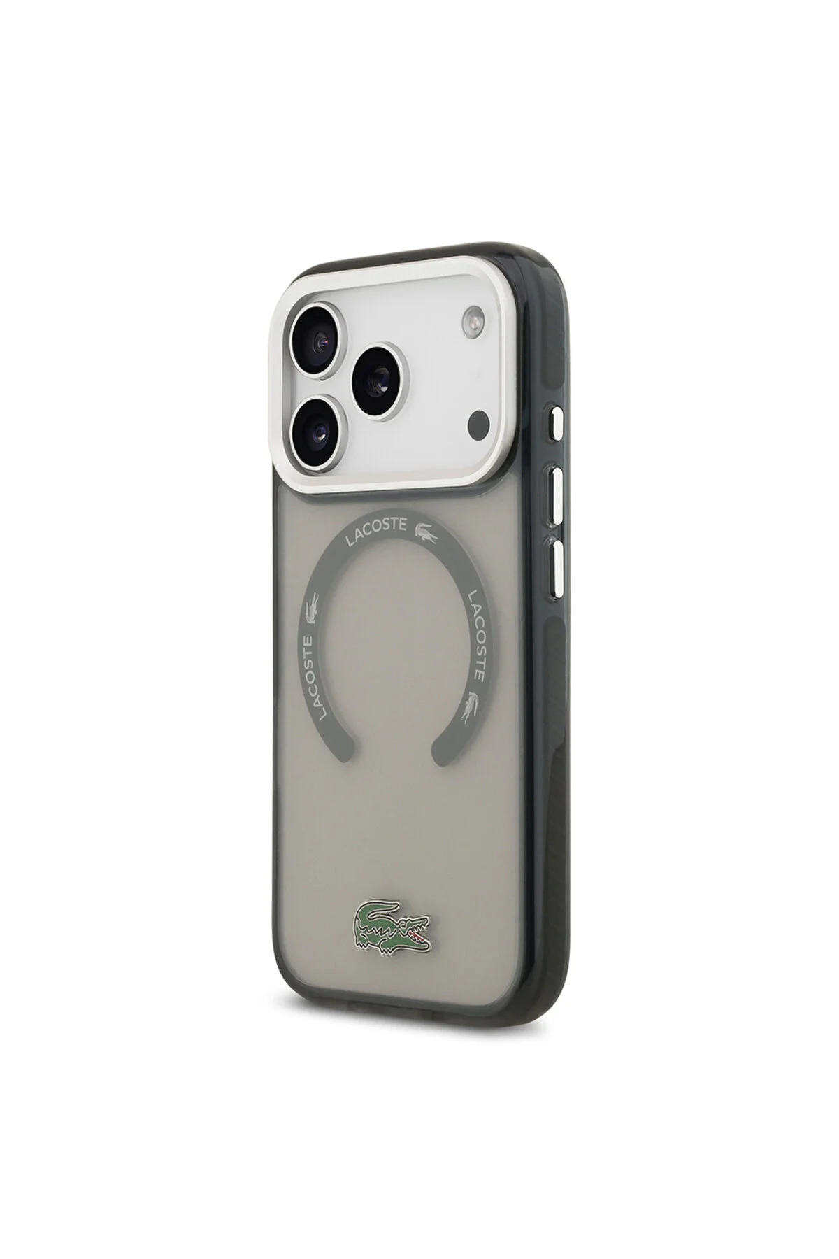 کاور و قاب سازگار با IPHONE 17 PRO اصل دارای مجوز M SAFE نماد تمساح نمادین پوشش مات خاکستری Lacoste