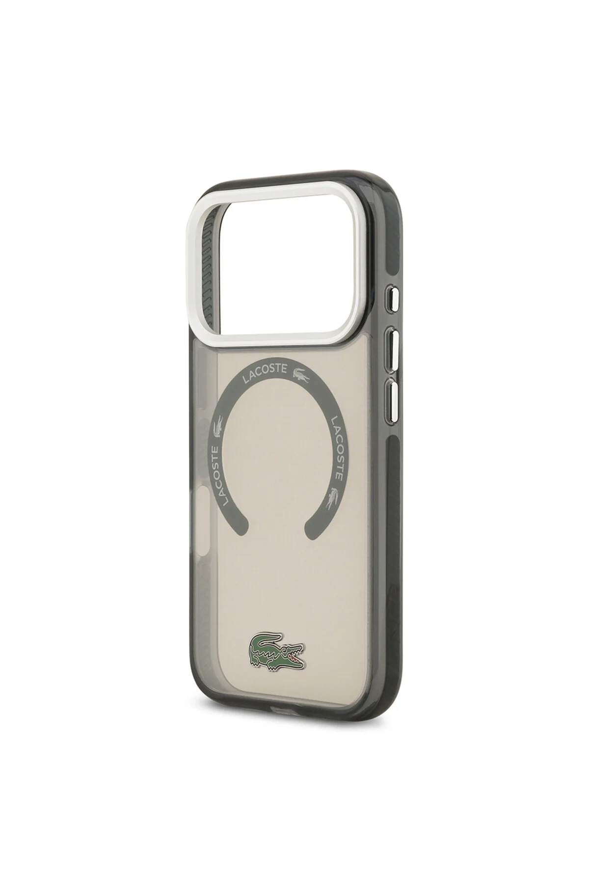 کاور و قاب سازگار با IPHONE 17 PRO اصل دارای مجوز M SAFE نماد تمساح نمادین پوشش مات خاکستری Lacoste