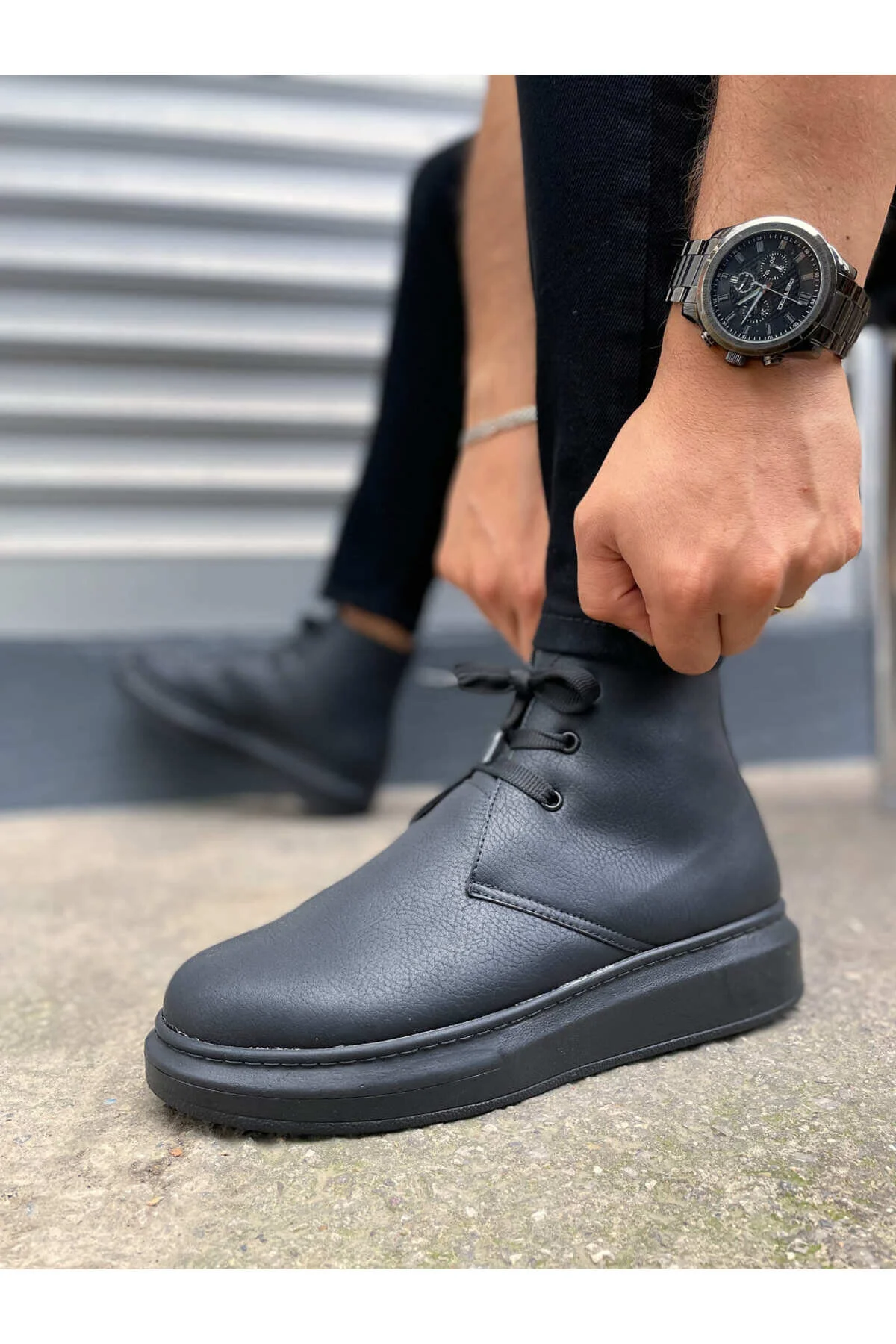 چکمه و بوت چکمه‌های ورزشی مردانه زیره ارتوپدی OSLO LACE UP CST مشکی Lucy Shoes