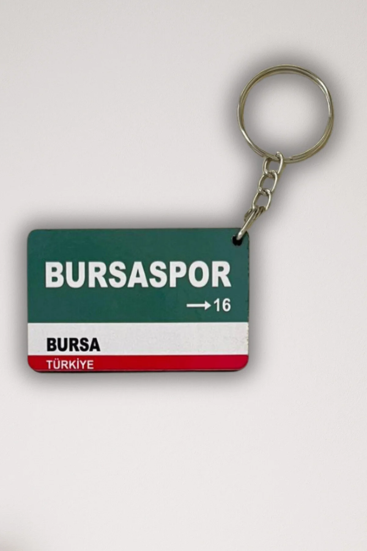 جلیقه کلید جاکلیدی MDF رترو BURSASPOR چاپ UV 3X5 سانتی متر ضخامت 6 میلی DURUSA