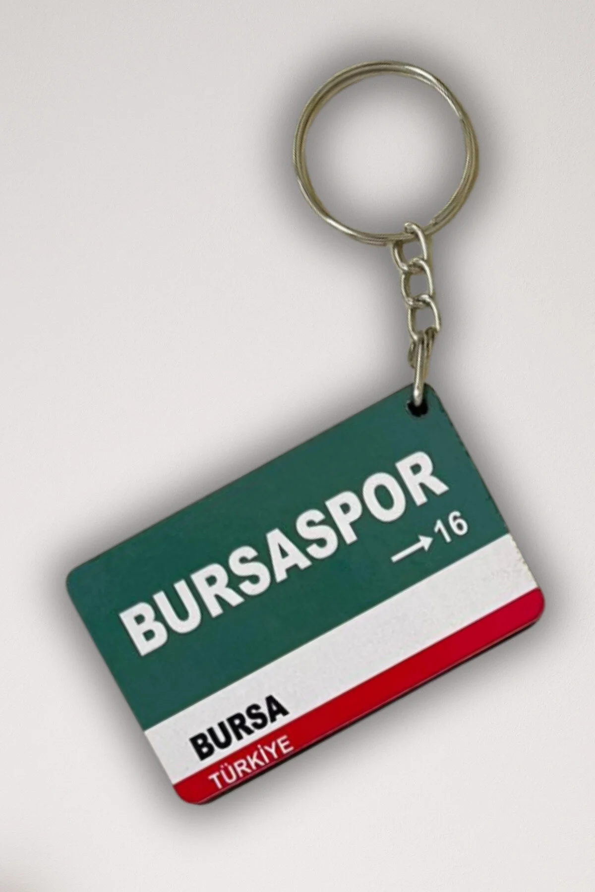 جلیقه کلید جاکلیدی MDF رترو BURSASPOR چاپ UV 3X5 سانتی متر ضخامت 6 میلی DURUSA