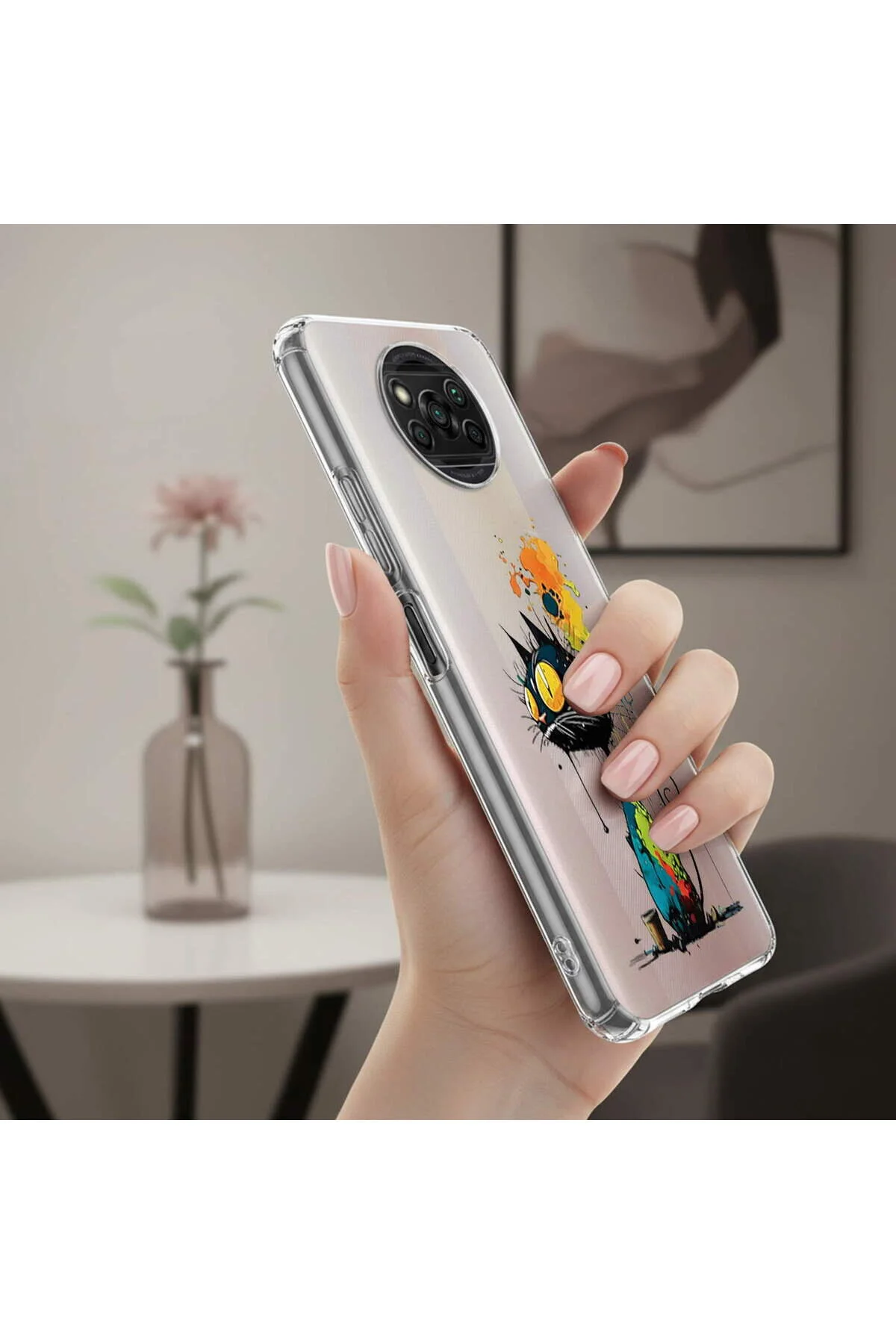 کاور و قاب سیلیکونی شفاف با طراحی SPLASH CAT سازگار SAMSUNG GALAXY A71 PrintiFy