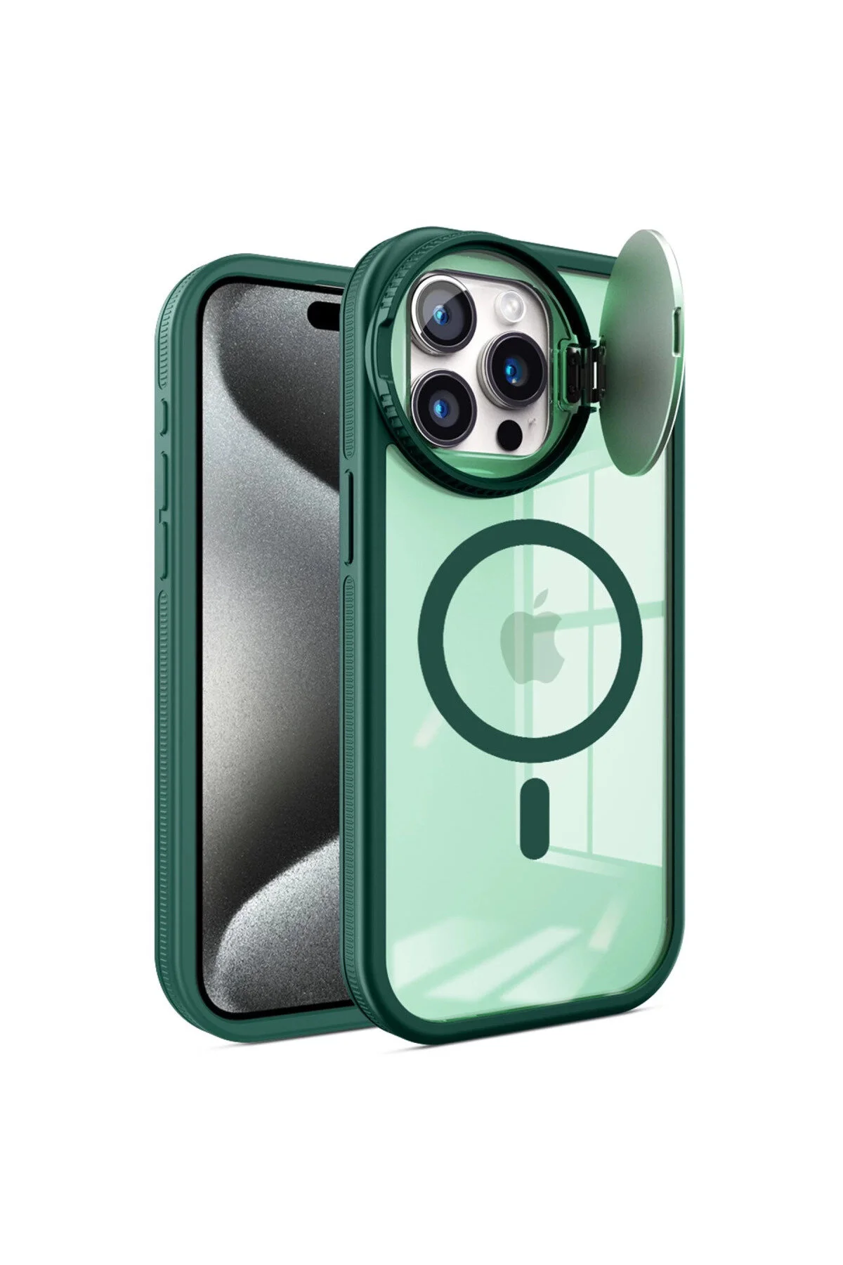 کاور و قاب جلد سیلیکونی لنز MAGSAFE تلسکوپ IPHONE 15 PRO MAX CASE سبز تیره NARUE