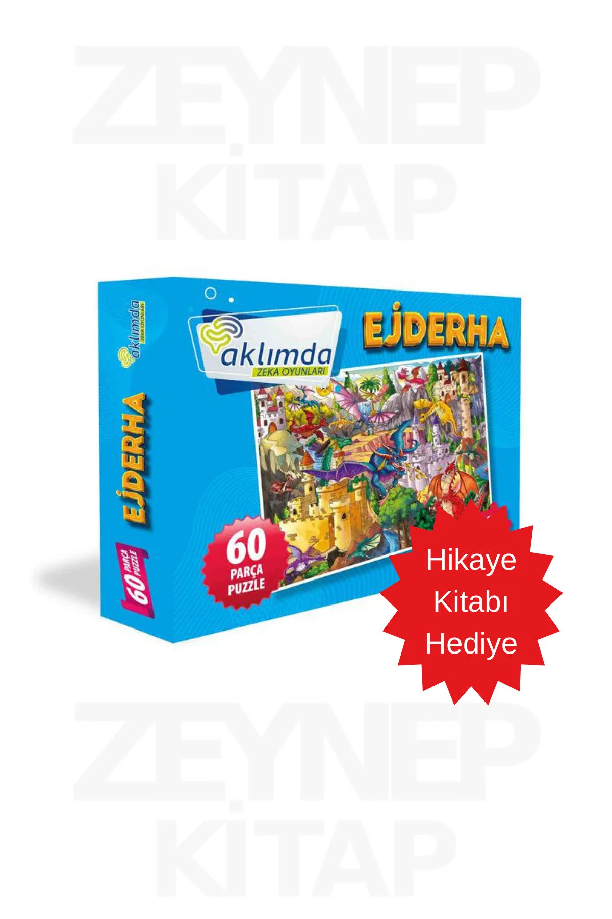 پازل 60 تکه اژدها هدیه کتاب داستان از ترکیه AKLIMDA ZEKA OYUNLARI