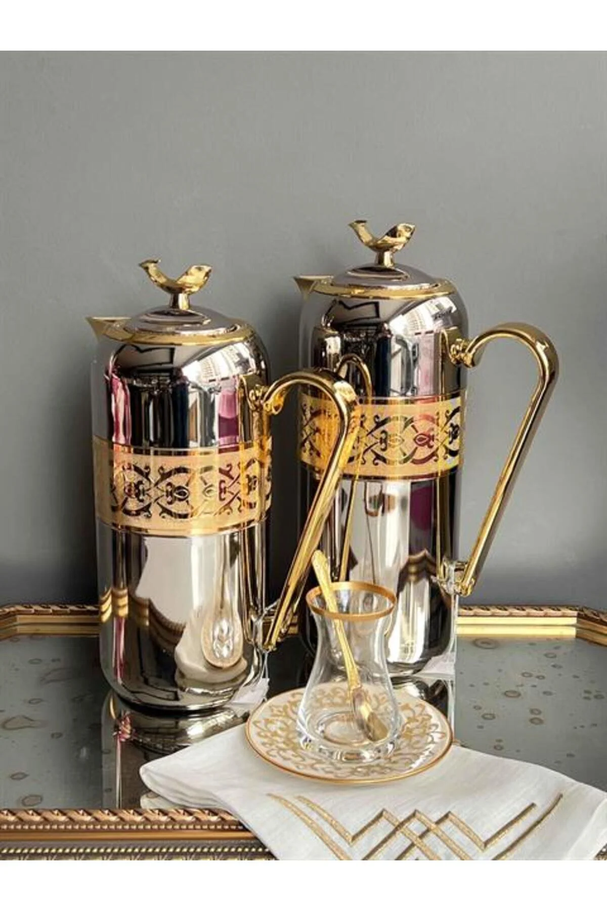 فلاسک NICKEL GOLD THERMOS 2 PIECE 2601B ROSSEV