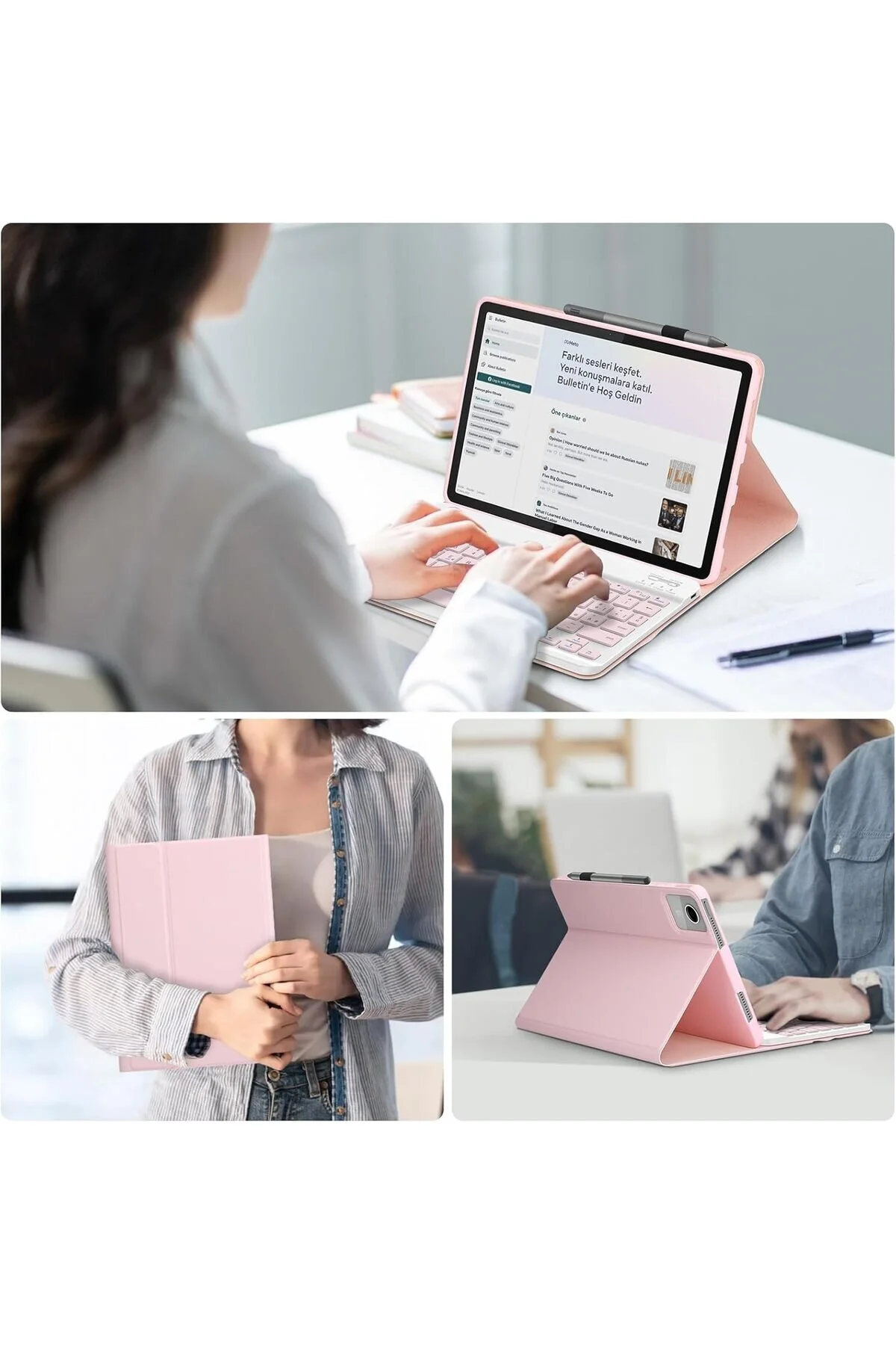 کاور تبلت قاب LENOVO TAB M11 TB330FU 11 اینچی با محفظه قلم بلوتوث بی‌سیم کیبورد Q ترکی m.tk moveteck