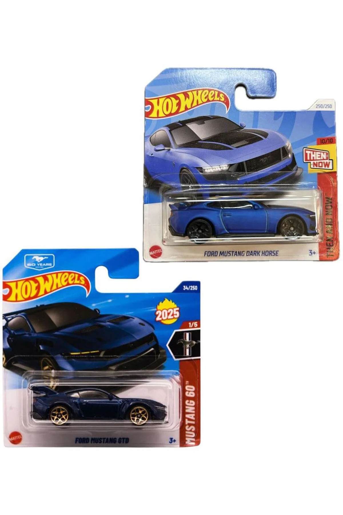 ماشین اسباب بازی مجموعه 2 خودرو FORD MUSTANG DARK HORSE و GTD 1 64 آبی از ترکیه HOT WHEELS