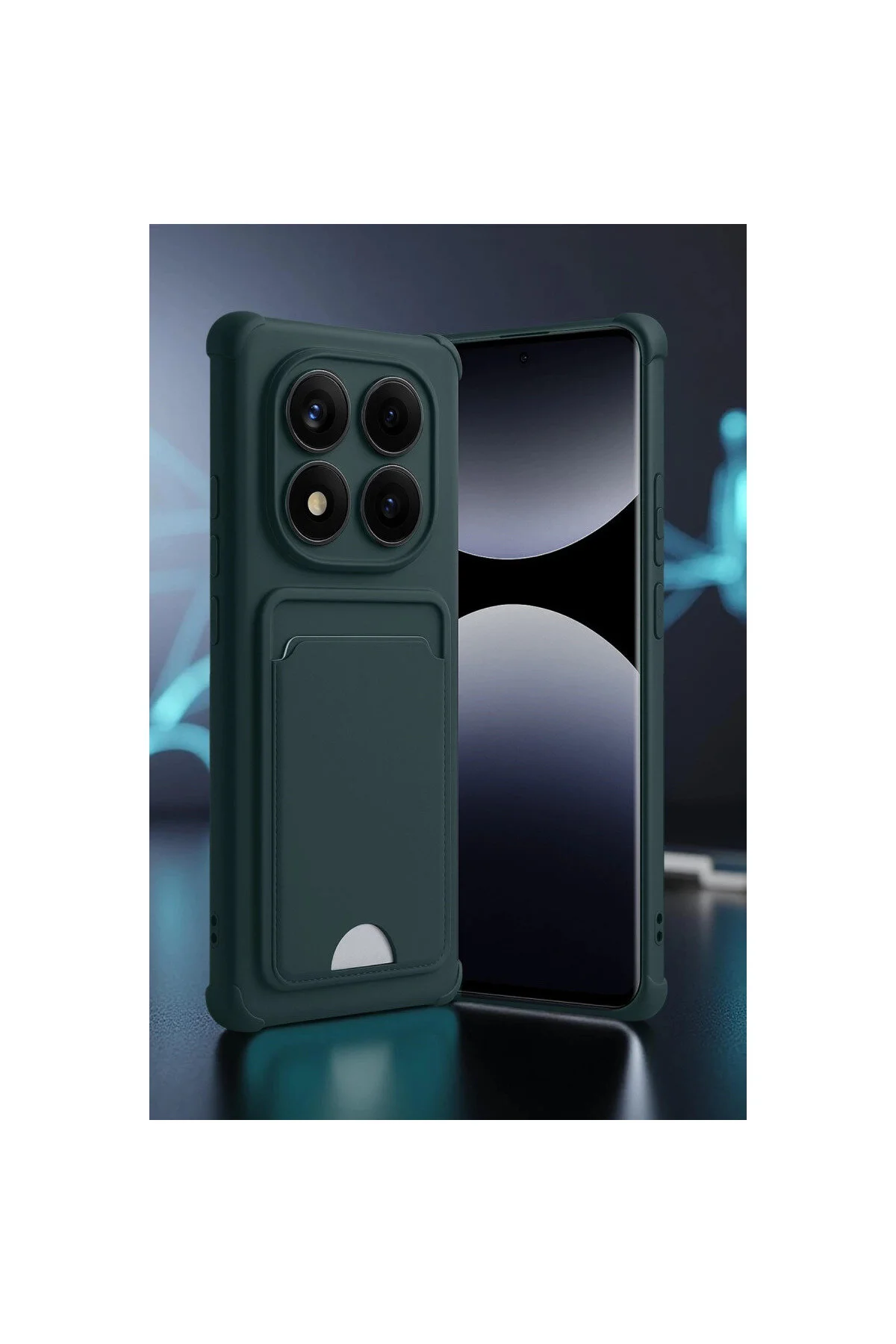 کاور و قاب XIAOMI REDMI NOTE 14 PRO 4G KELVIN SILICONE با کارت ویزیت سبز تیره eco port
