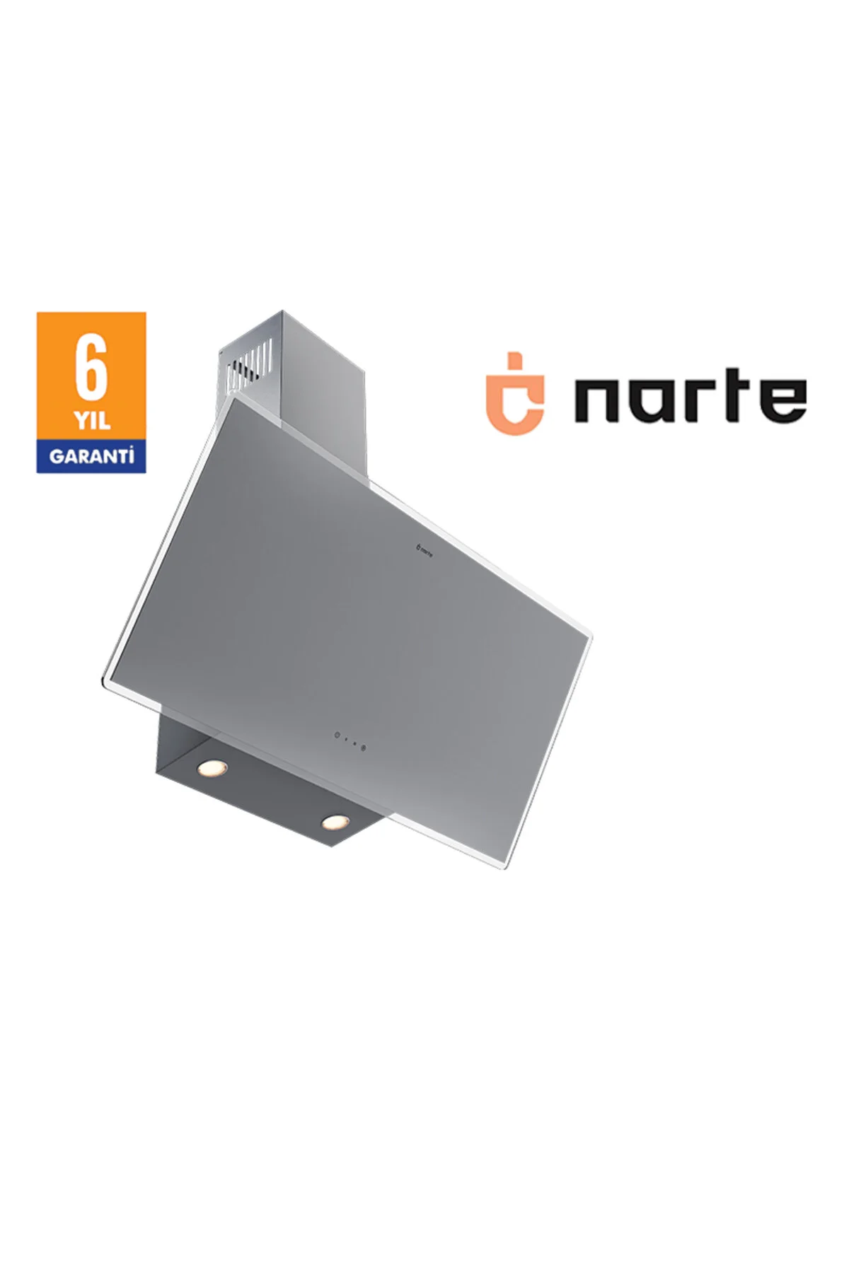 هود آشپزخانه H20190S کاپوت شیبدار شیشه ای خاکستری 90 سانتی متری 6 سال ضمانت NARTE