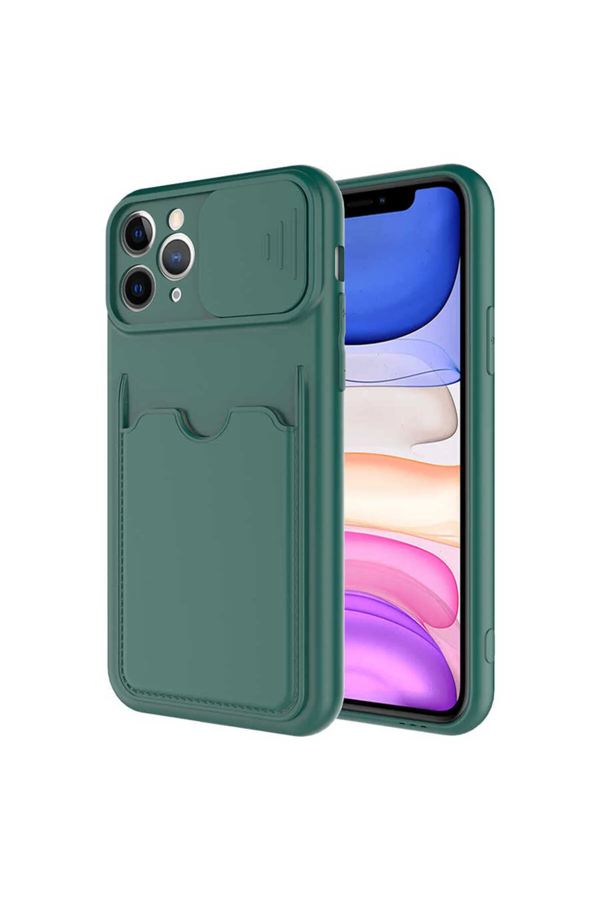 کاور و قاب IPHONE 11 PRO MAX سازگار با کیس ATA KARTIX سبز تیره Zore