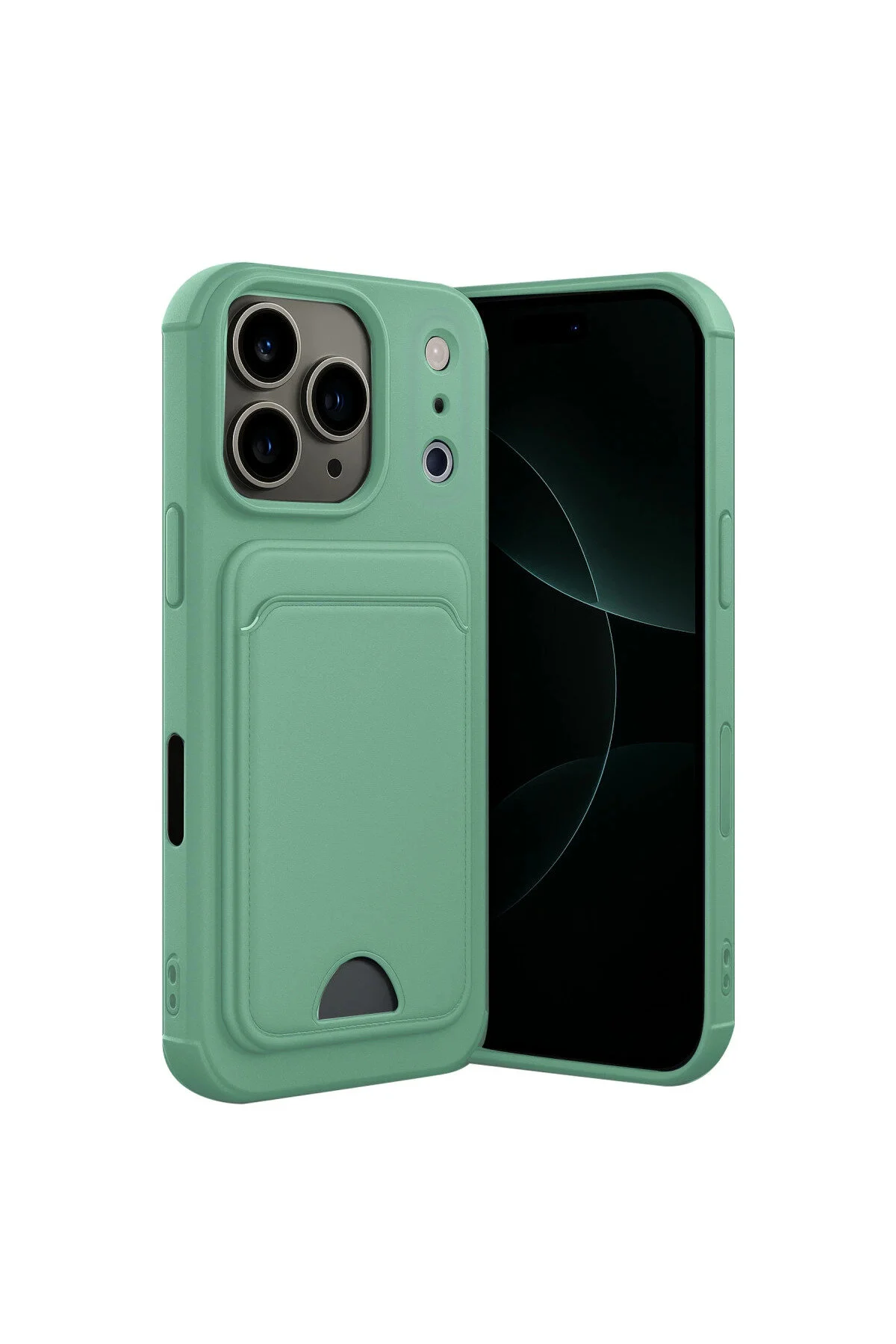کاور و قاب APPLE IPHONE 17 PRO MAX KELVIN SILICONE با کارت ویزیت سبز روشن eco port