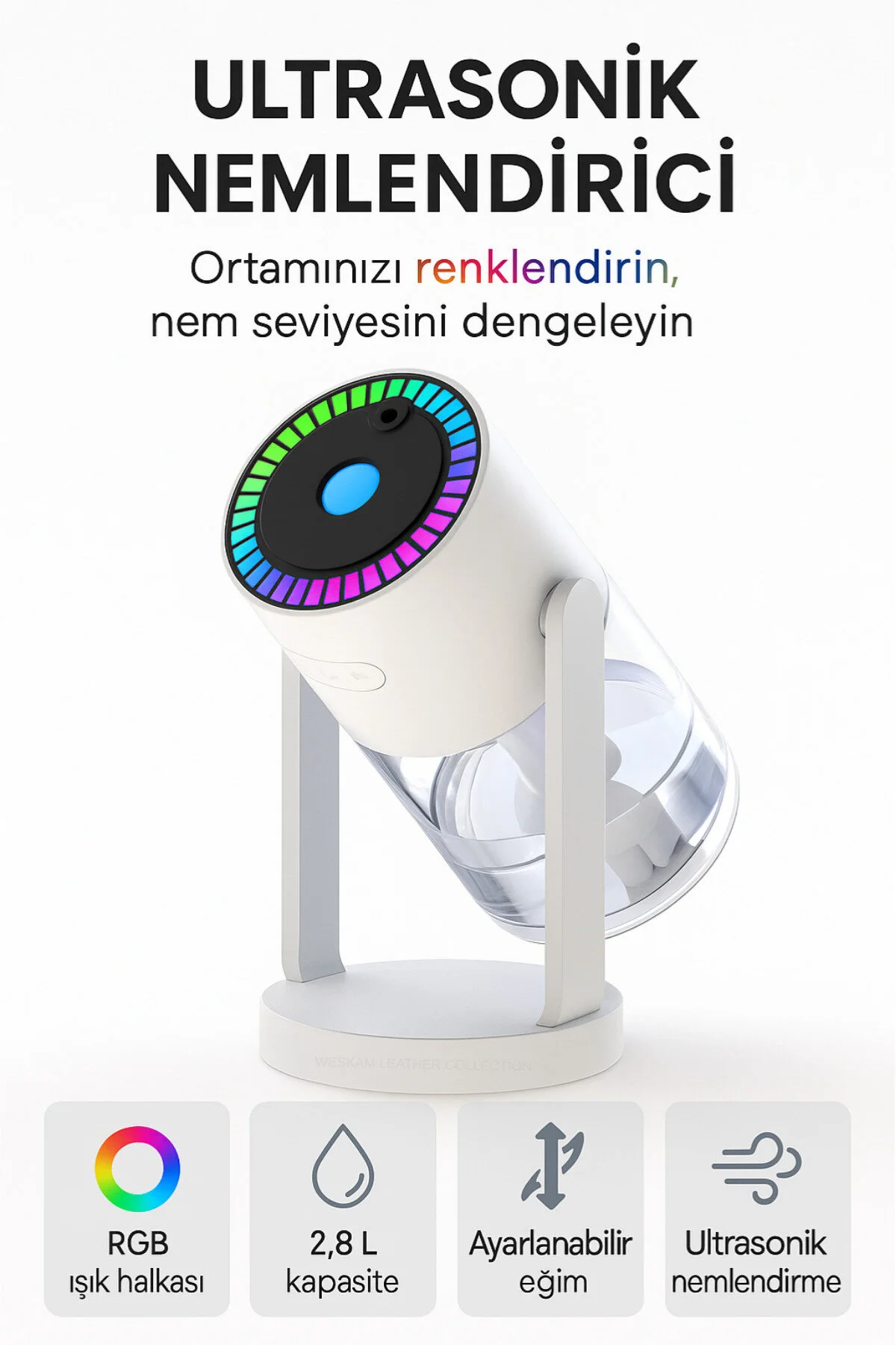دستگاه بخور RGB LED LIGHTED AIR HUMIDIFIER STEAM MACHINE DIFFUSER AROMA ROOM WITH STAR CEILING EFFECT weskam leather collection