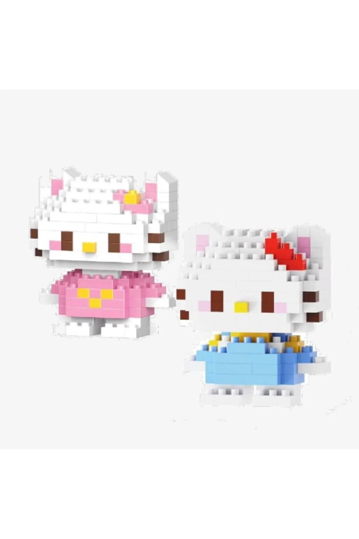 پازل سه بعدی مجموعه نانو بلوک دوبل HELLO KITTY AND HER FRIEND | فیگورهای ساختمان کاوایی صورتی و آبی ZEKTON