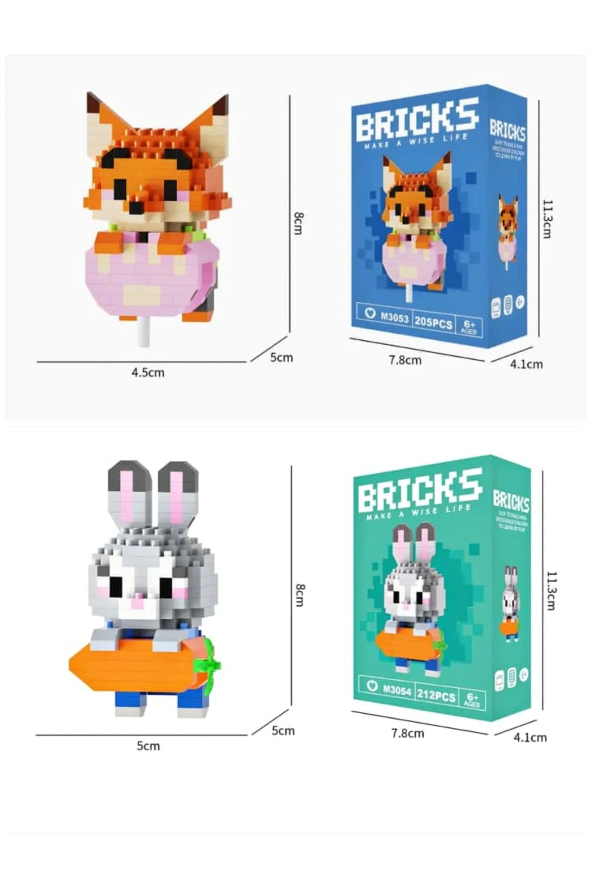 پازل سه بعدی BRICKS ZOOTROPOLIS NICK WILD AND JUDY HOOPS مدل قابل اتصال به قفسه ها و کامپیوتر DEK