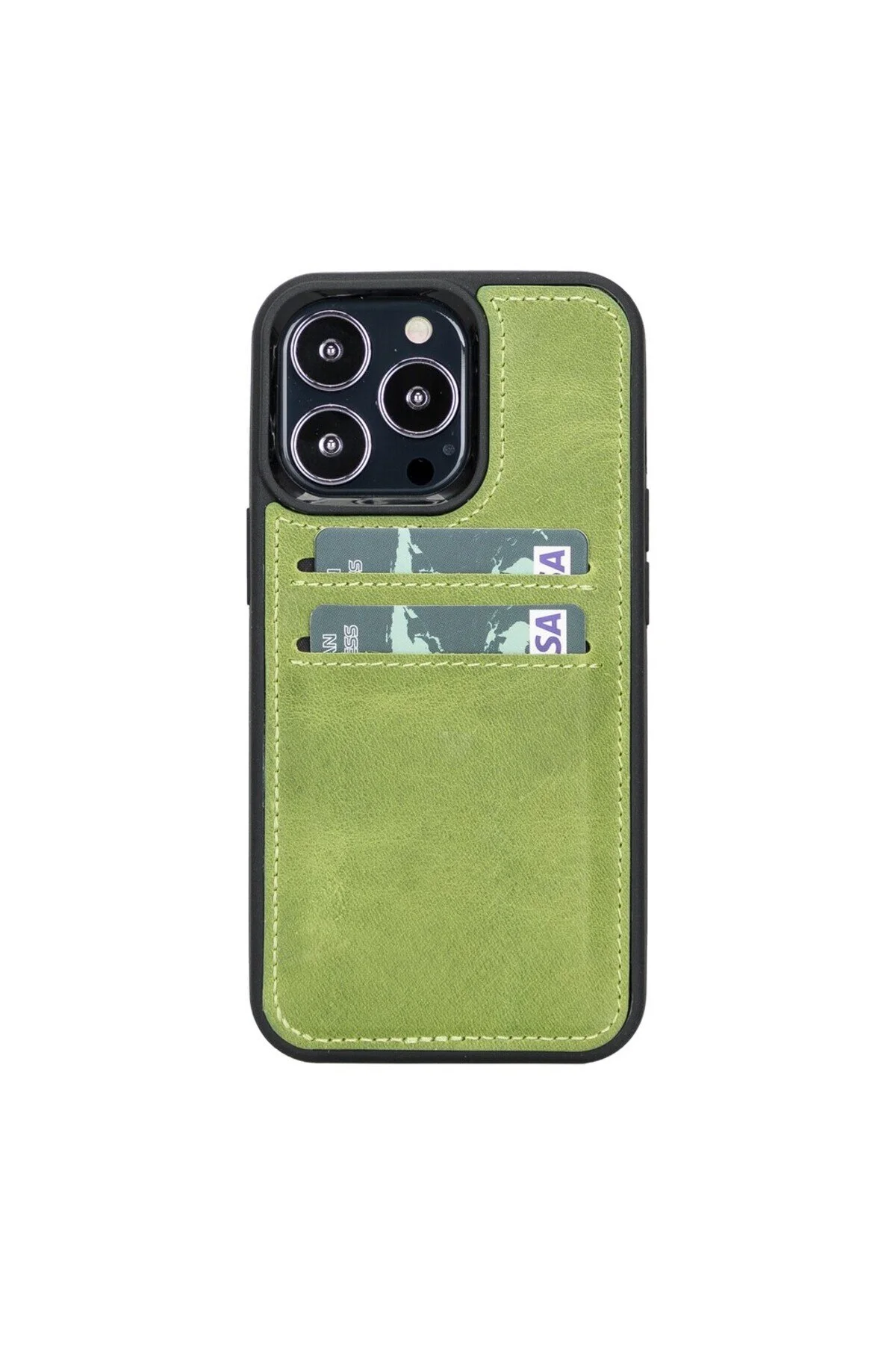 کاور و قاب پشتی کارت چرمی سازگار APPLE IPHONE 13 PRO G16 GREEN AbbasShop