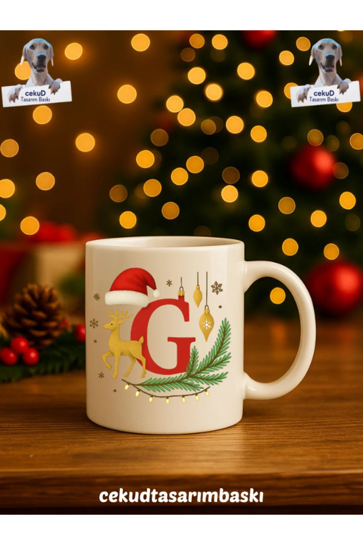 ماگ لیوان نامه با تم سال نو سفید حرف: G cekuDtasarim