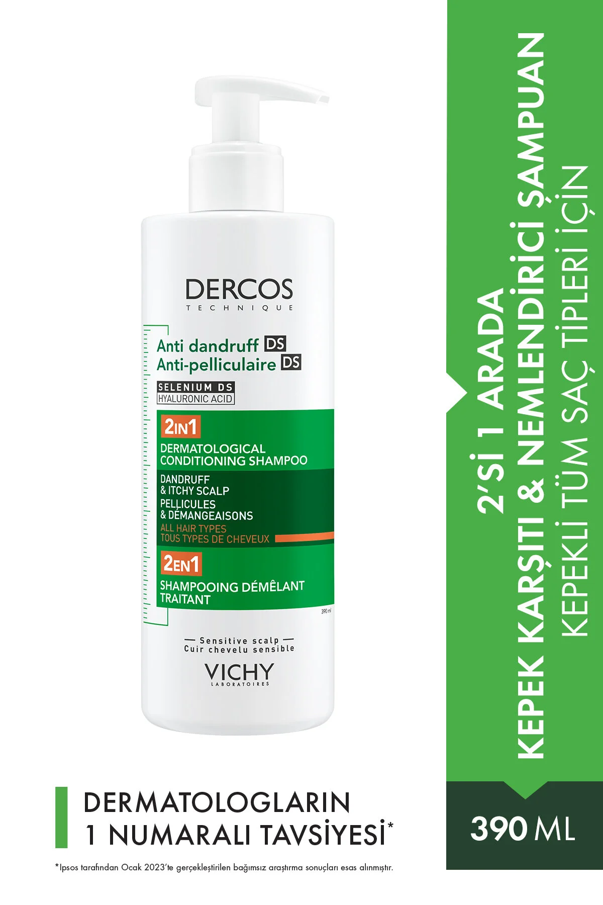 شامپو DERCOS ضد شوره DS پلیکولر سلنیوم 390 میل ویشی Vichy