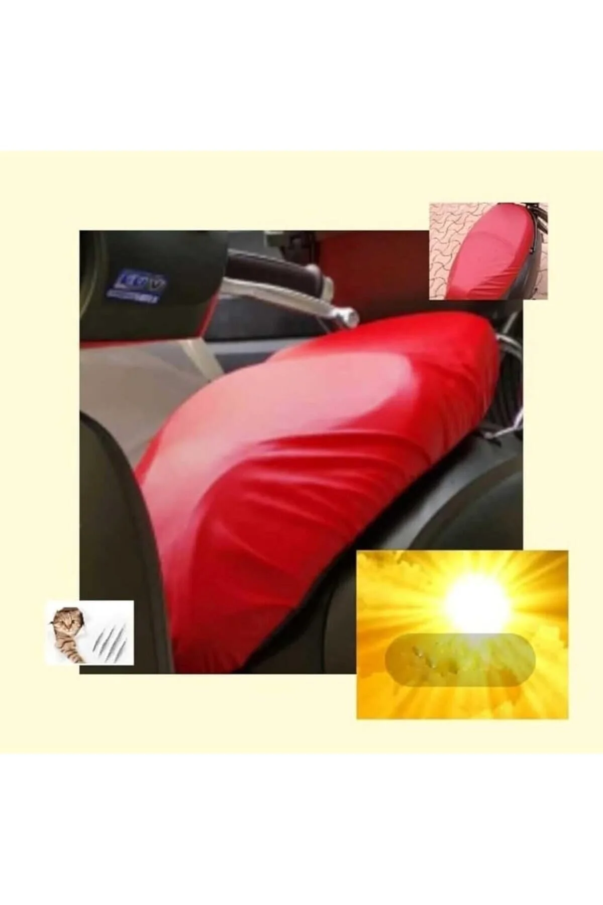 بالابر شیشه خودرو سازگار با روکش صندلی چرمی موتور سیکلت CARO 218 VESPA GTS 300 RED CANVAS Doganline Store