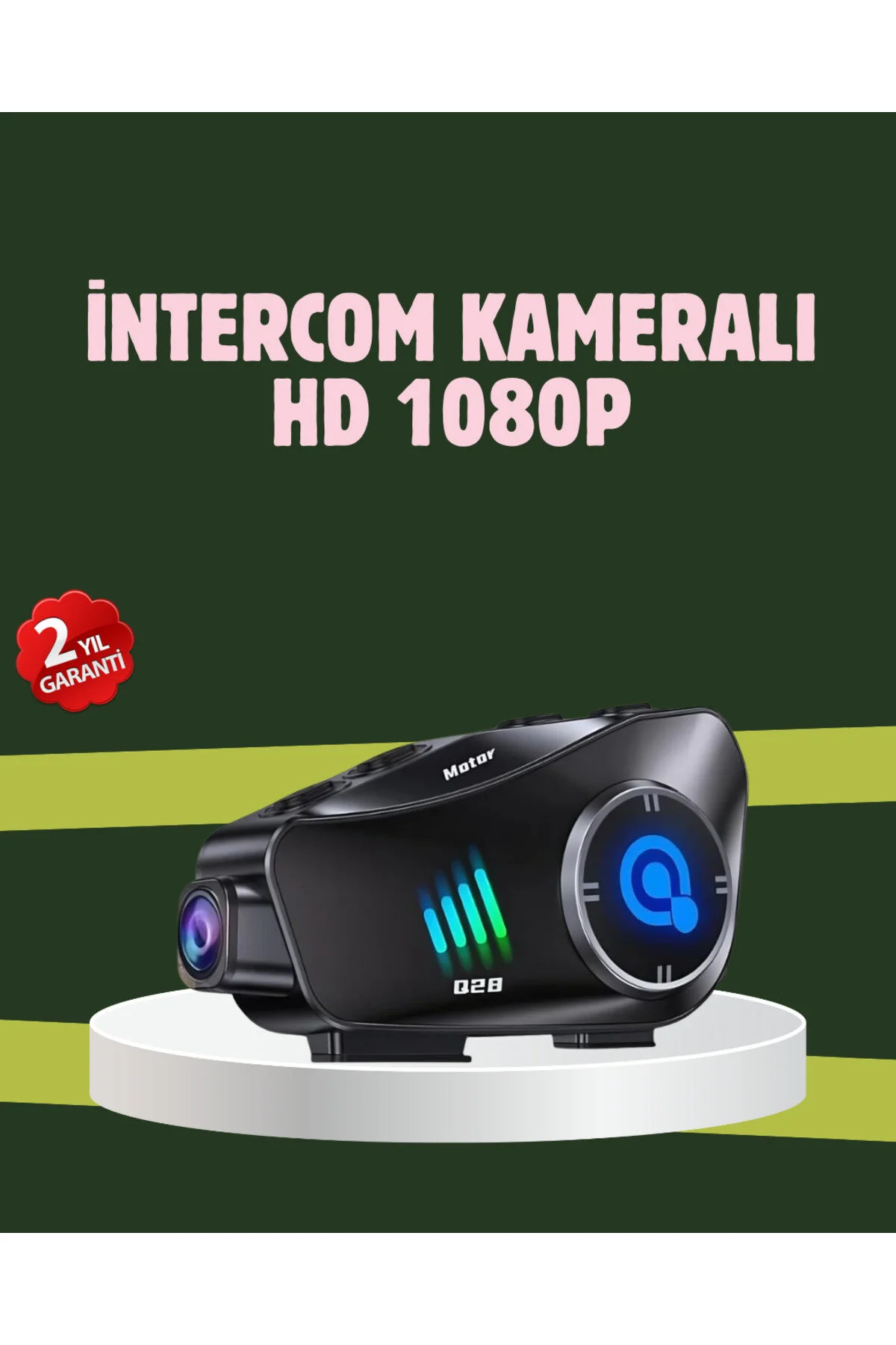اینترکام هدست کلاه ایمنی موتور سیکلت MARKET® Q28 FULL HD با دوربین – 45 ساعت موسیقی IPX6 ضد آب TeknoKesgin
