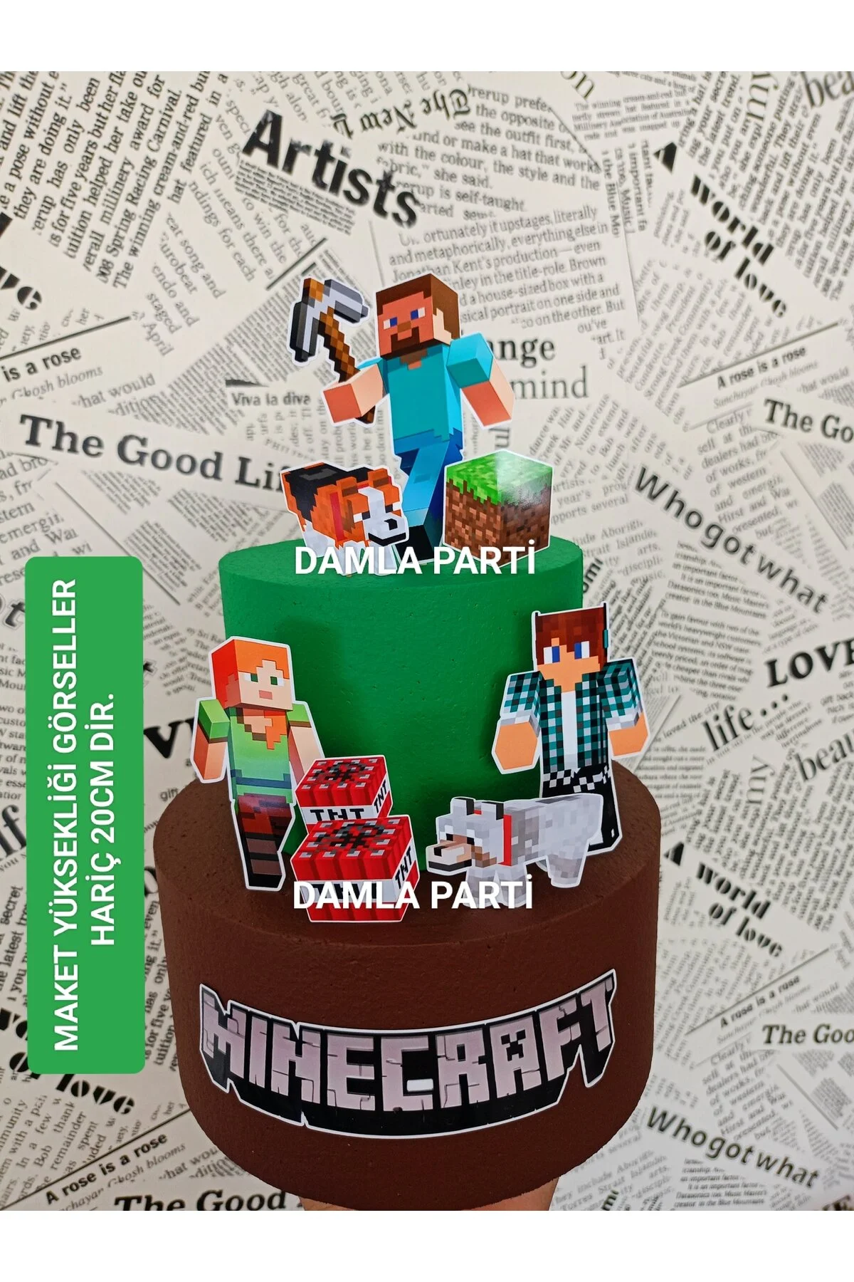 سایر لوازم مهمانی کیک مدل MINECRAFT جشن تولد DAMLA PARTİ