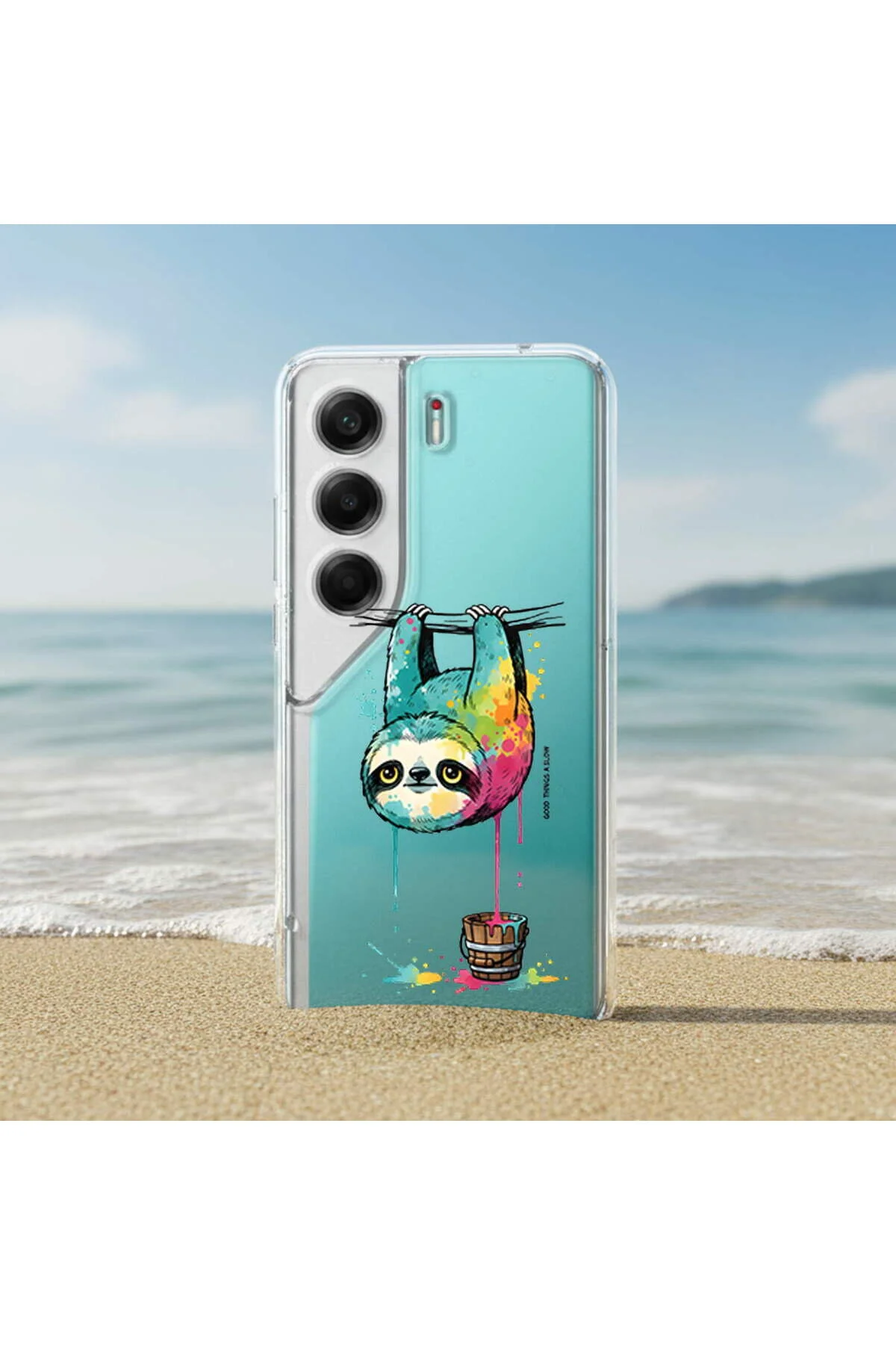 کاور و قاب سیلیکونی شفاف با طراحی SPLASH SLOTH سازگار SAMSUNG GALAXY A71 PrintiFy