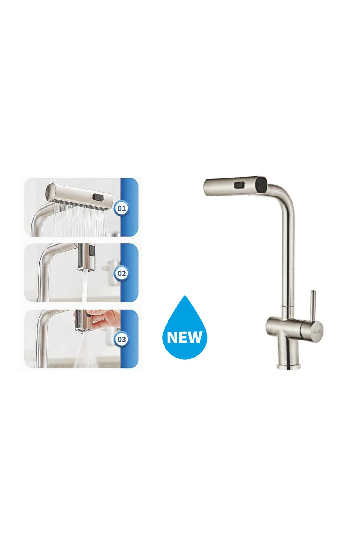شیرآلات شستشو میکسر سینک آشپزخانه مارپیچ هوشمند ونزیا INOX EYMEN YAPI