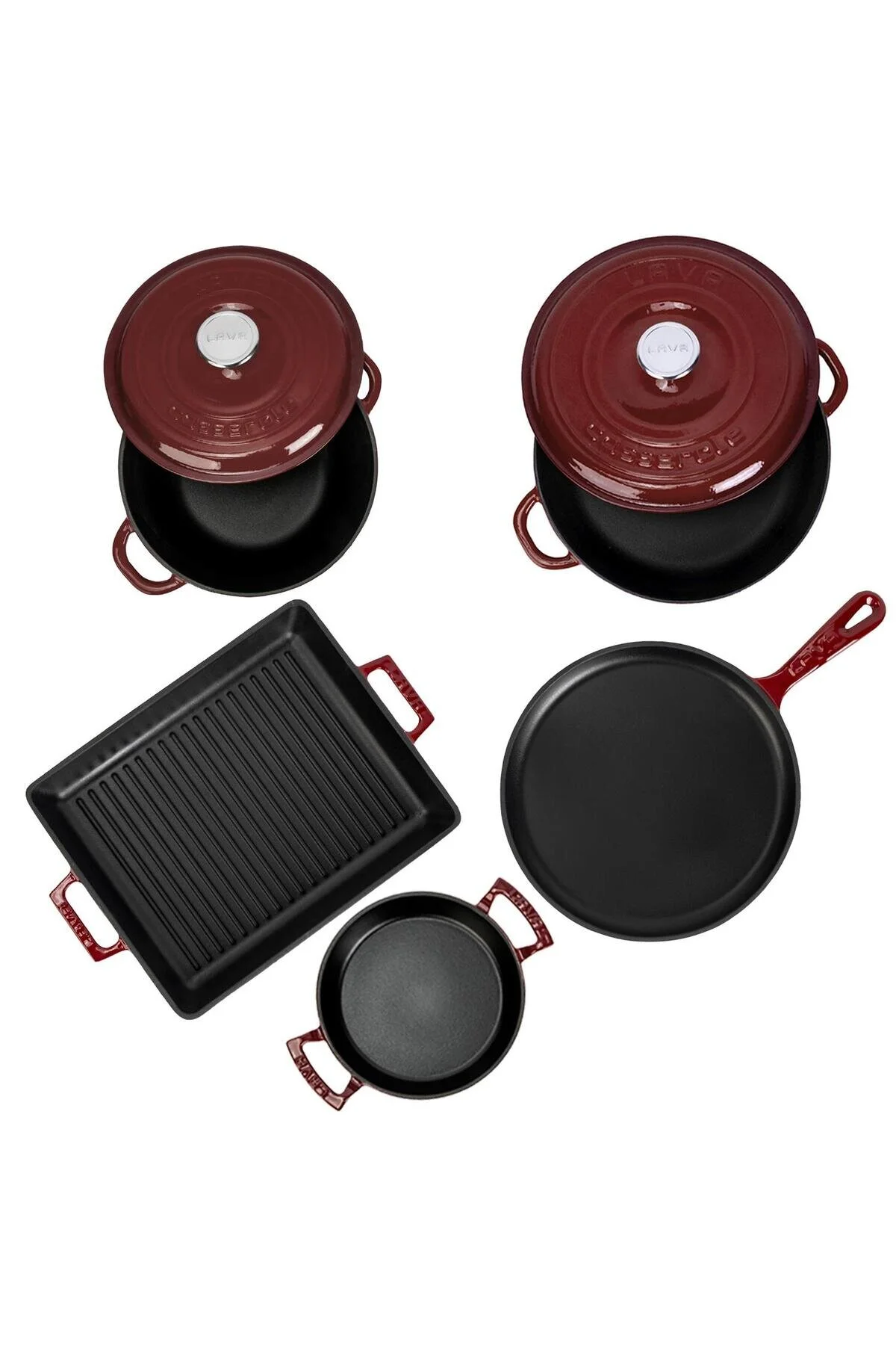 قابلمه ست چدنی سری CLARET RED – لمس سرآشپز در هر وعده غذایی Lava