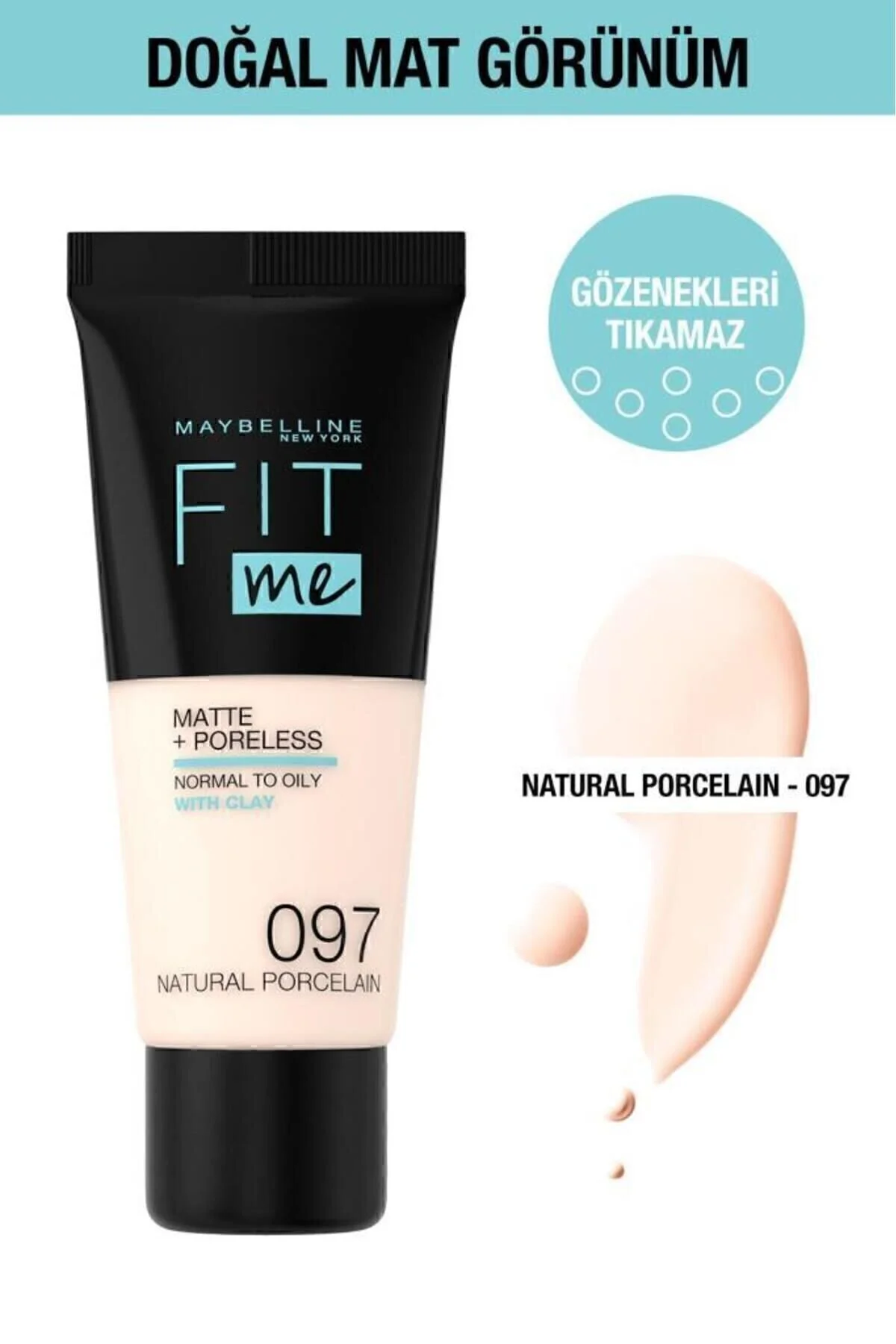 فونداسیون مات و بدون منافذ - 97 Natural Porcelain میبلین Maybelline