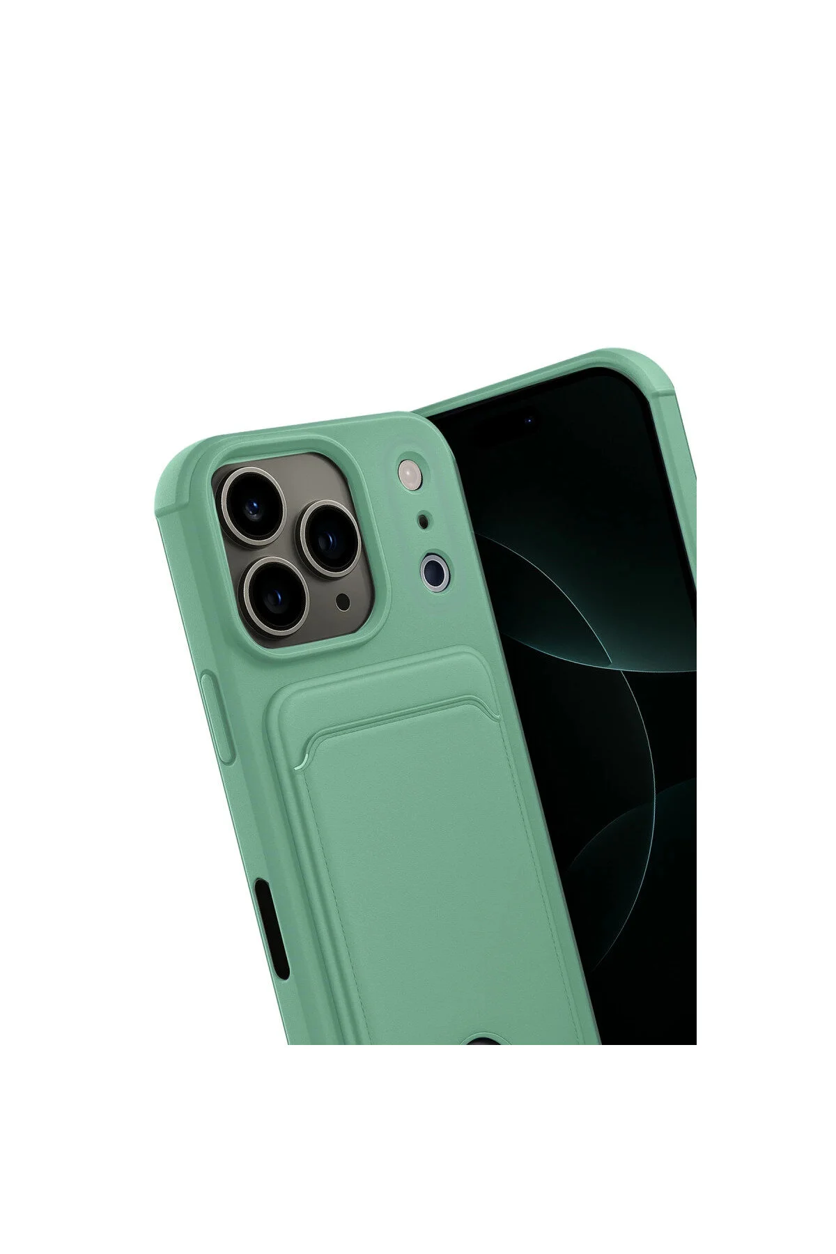کاور و قاب APPLE IPHONE 17 PRO MAX KELVIN SILICONE با کارت ویزیت سبز روشن eco port