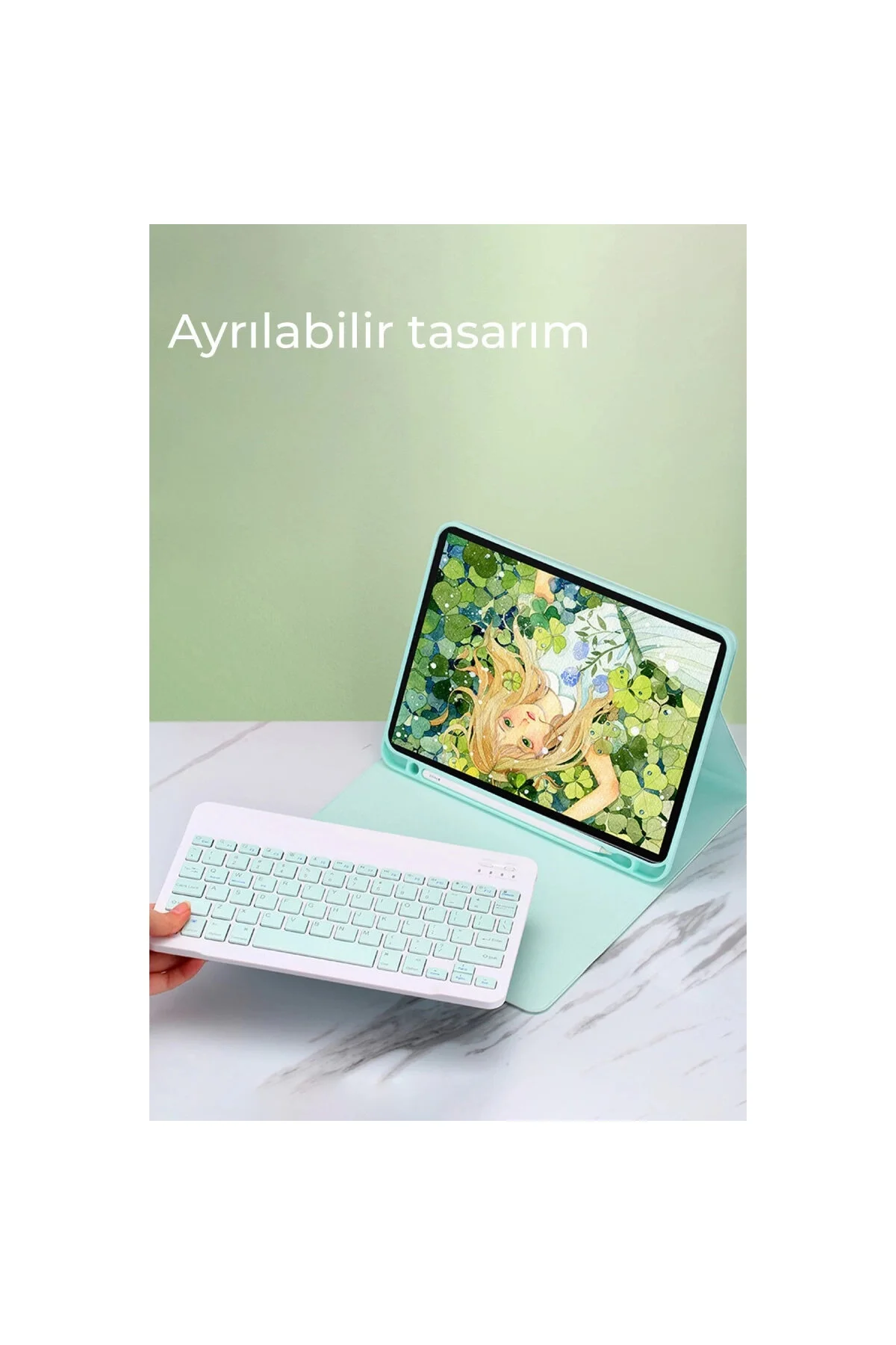 کاور و قاب کیف تبلت کیبورد ART IPAD 10.2 نسل نهم KC01 آزمایشگاه آبی ناوی Genel Markalar